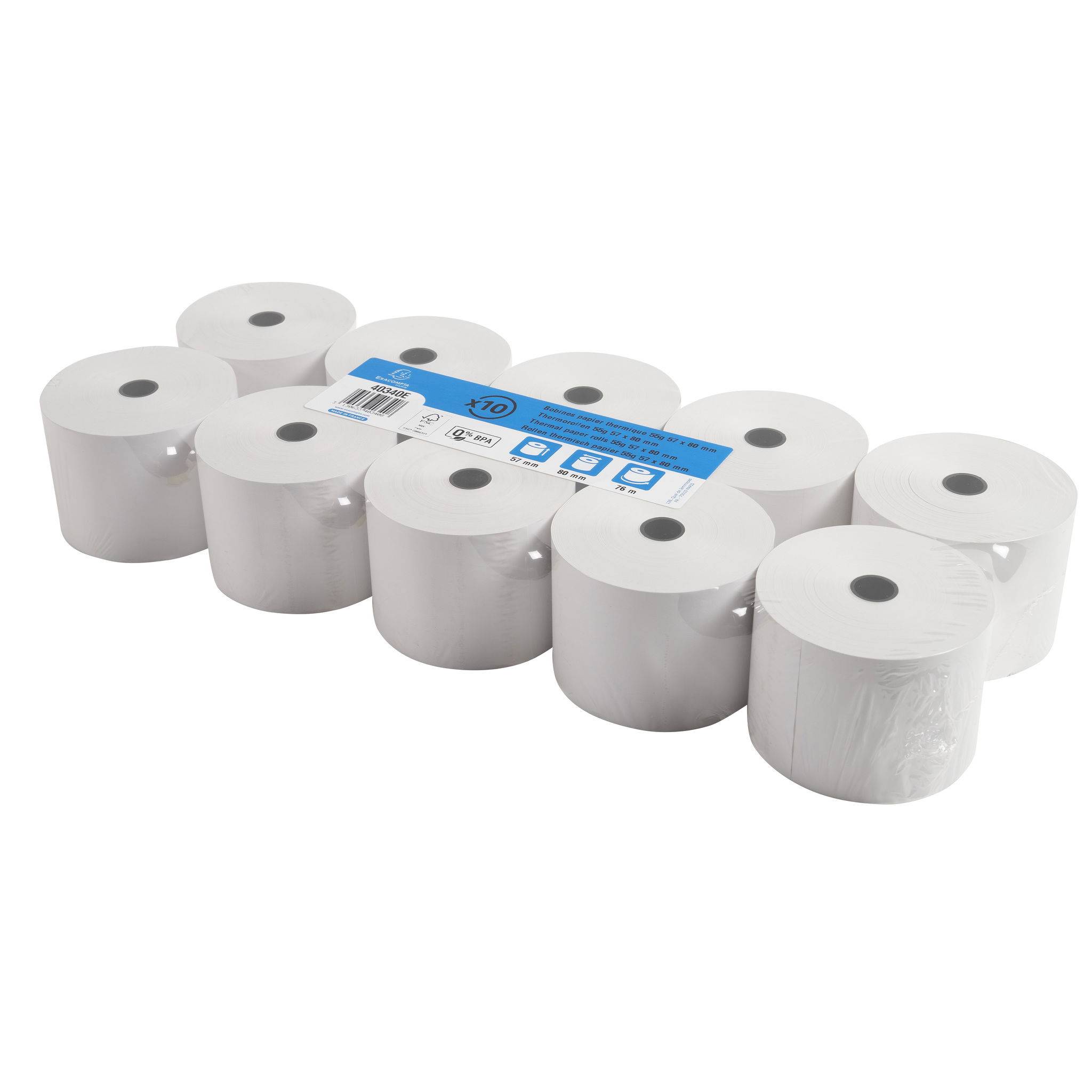 Exacompta 50x Thermorolle 1-lagig 55g/m2 57x76mx12 - Weiß - 40340E