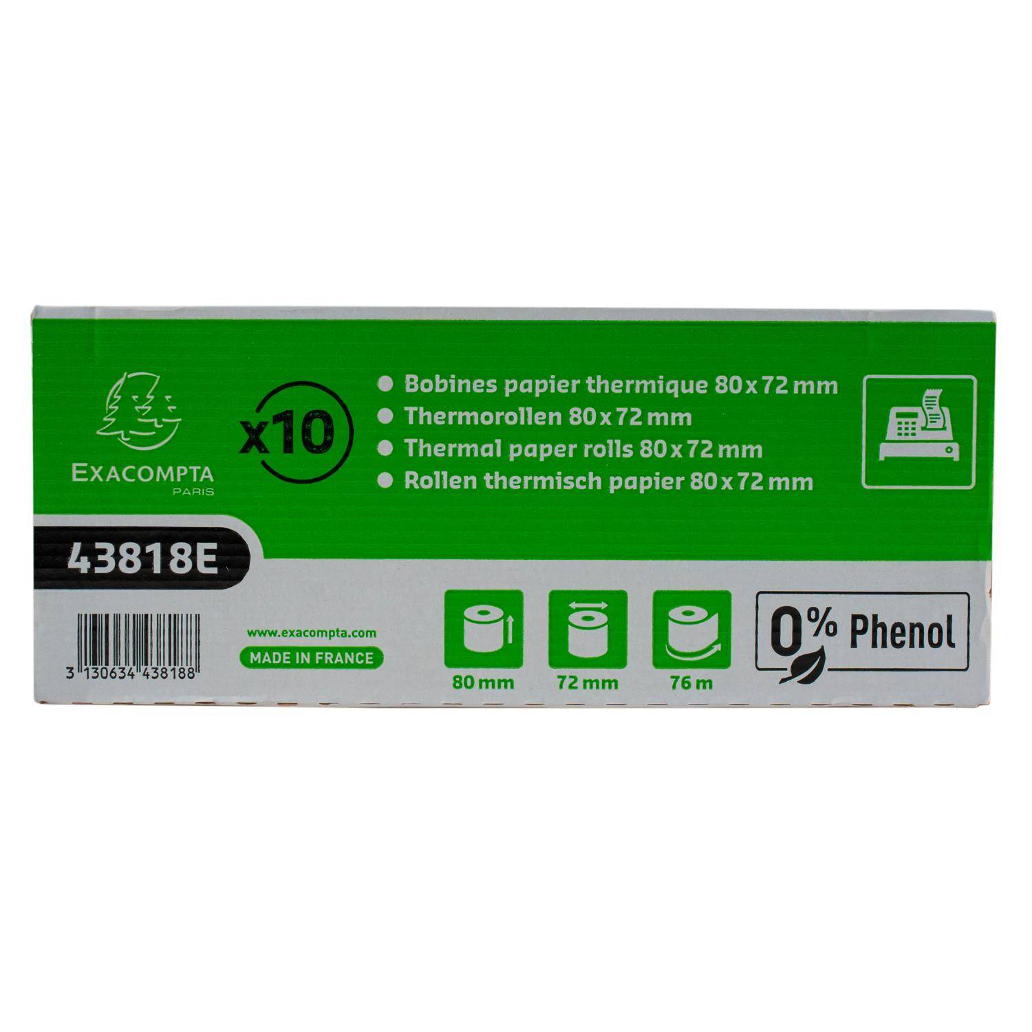 Exacompta 30x 1-lagige thermische Kassenrolle 48g 80x72mm Länge 76m Weiß 43818E