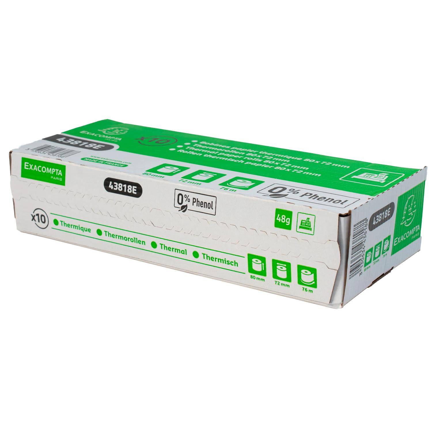 Exacompta 30x 1-lagige thermische Kassenrolle 48g 80x72mm Länge 76m Weiß 43818E