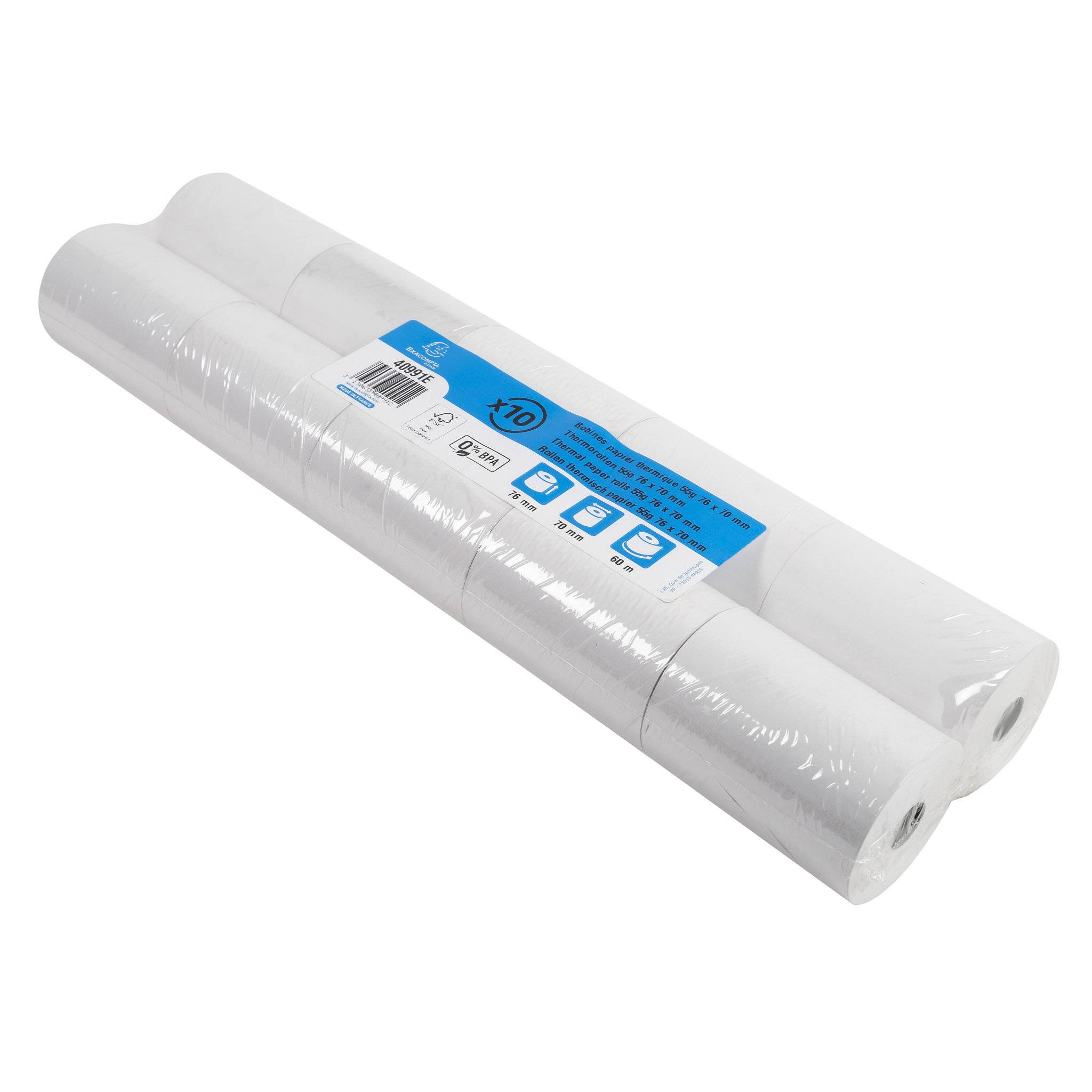 Exacompta 50x Thermorolle 1-lagig 55g/m2 76x60mx12 - Weiß - 40991E