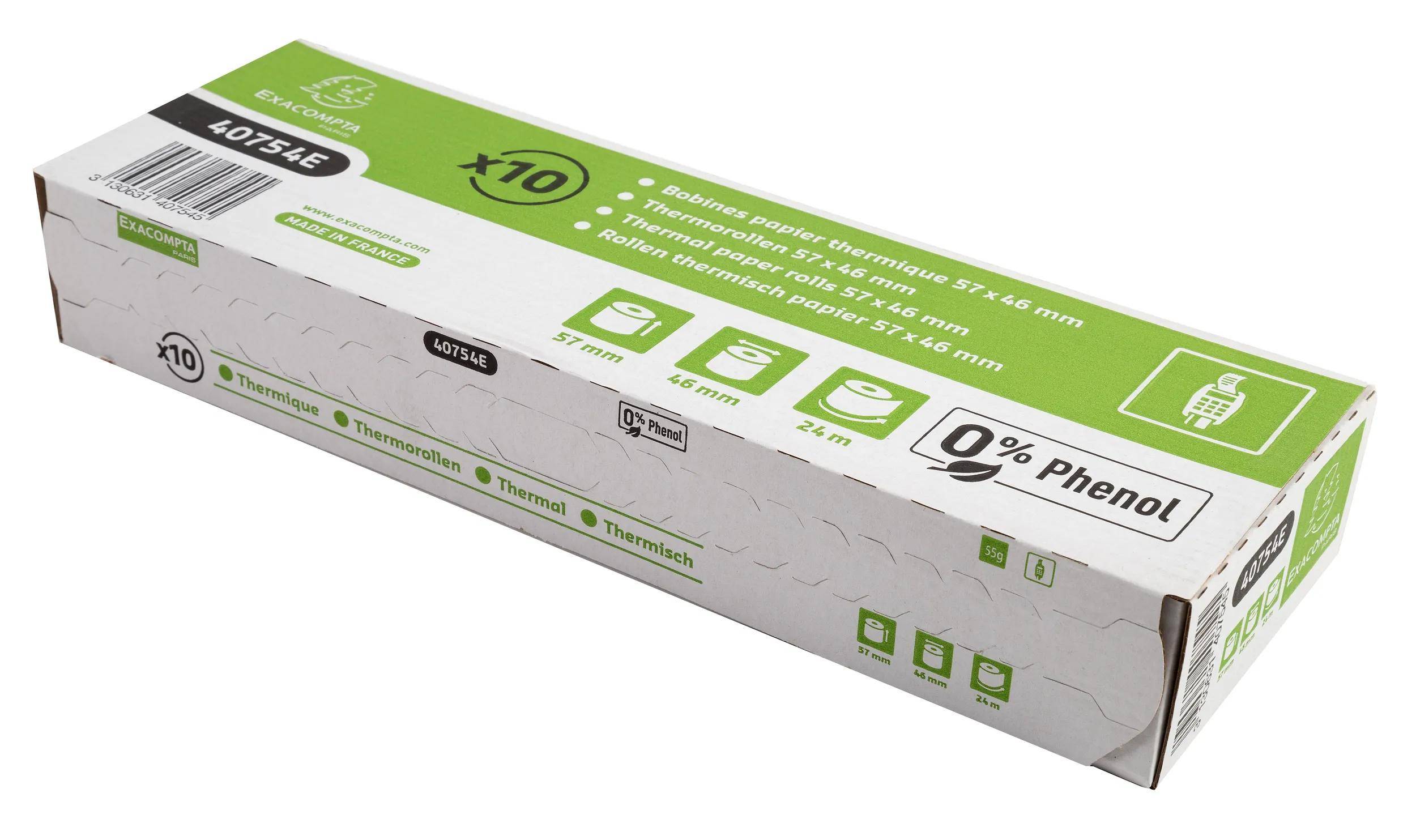 Exacompta 30x Thermorolle 1-lagig 55g/m2 57x46mx12 - Weiß - 40754E