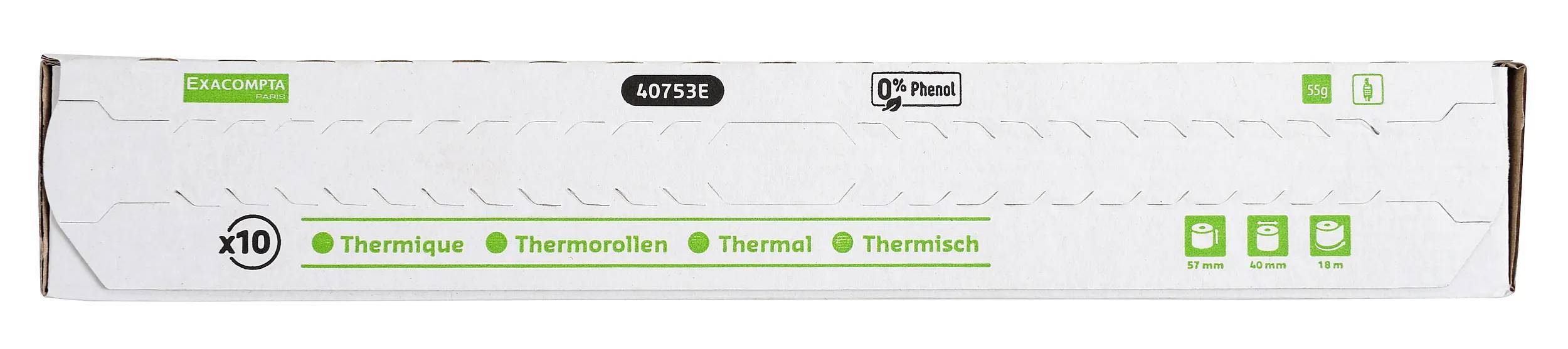 Exacompta 60x Thermorolle 1-lagig 55g/m2 57x40mx12 - Weiß - 40753E