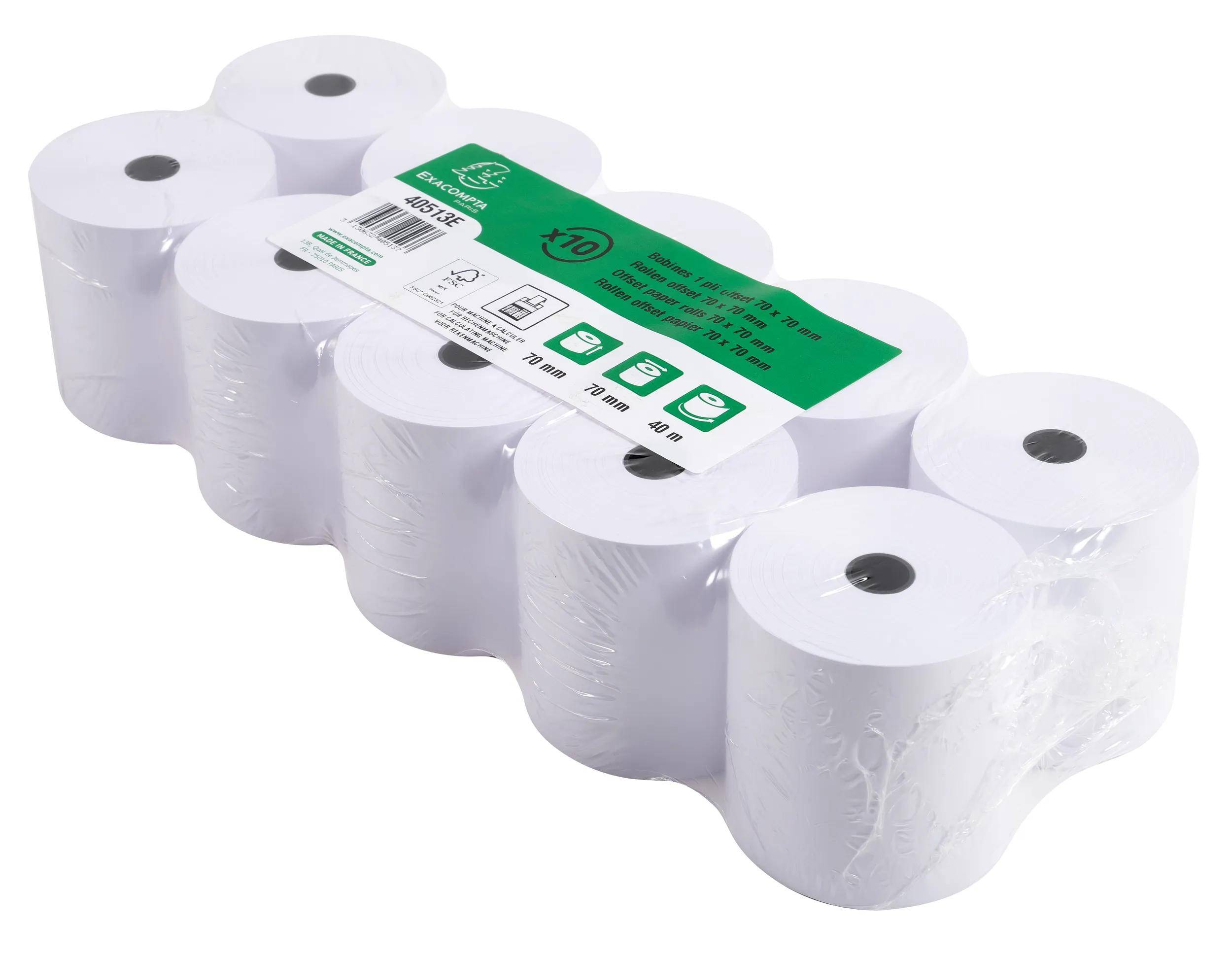 Exacompta 50x Additionsrolle 1-lagig Offset 60g/m2 70x70mx12 - Weiß - 40513E