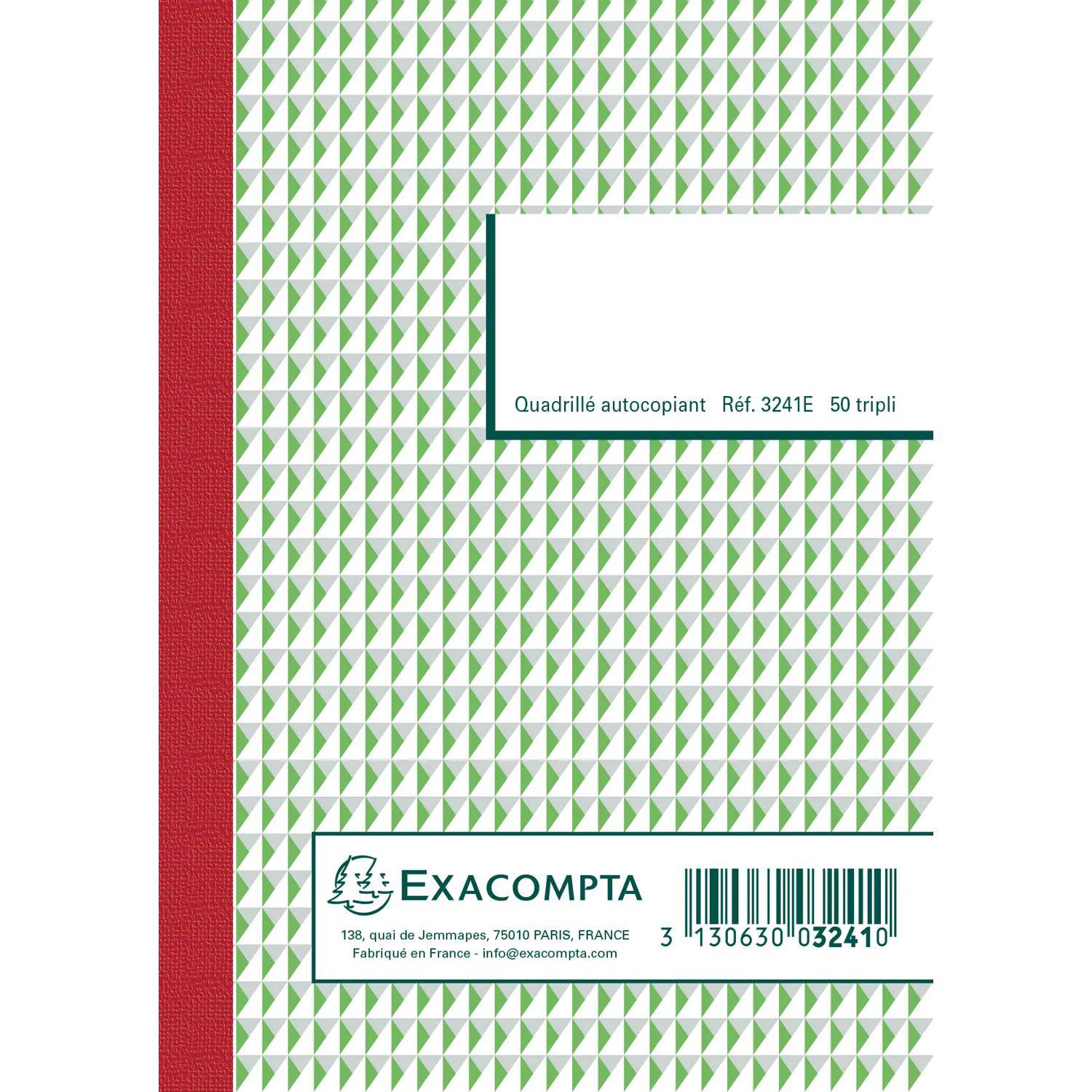 Exacompta 10x Durchschreibebuch A6 kariert 50 Blatt, dreifache Ausführung, 3241E