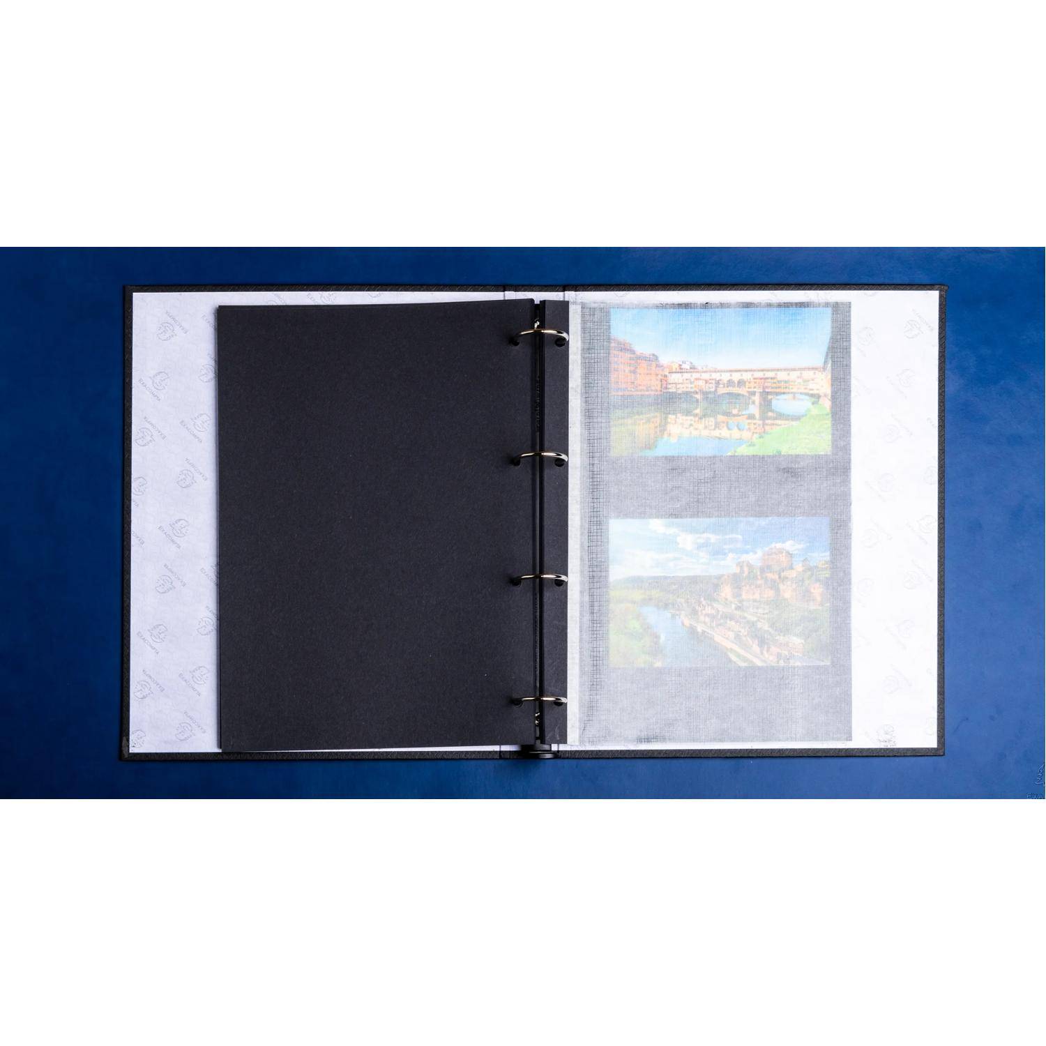 Exacompta Fotoalbum Ringmechanik 60 schwarze Seiten 32x26x4 cm Schwarz 17601E