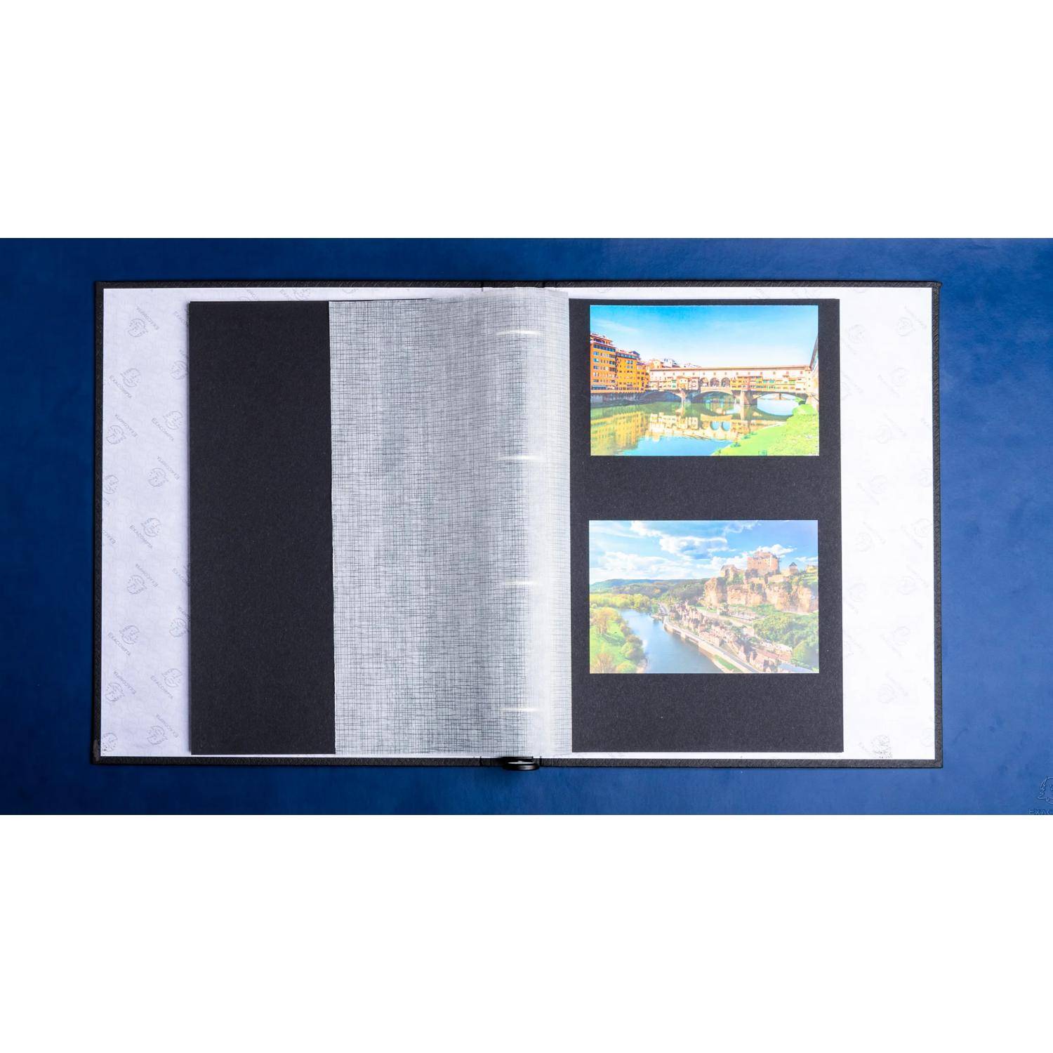 Exacompta Fotoalbum Ringmechanik 60 schwarze Seiten 32x26x4 cm Schwarz 17601E