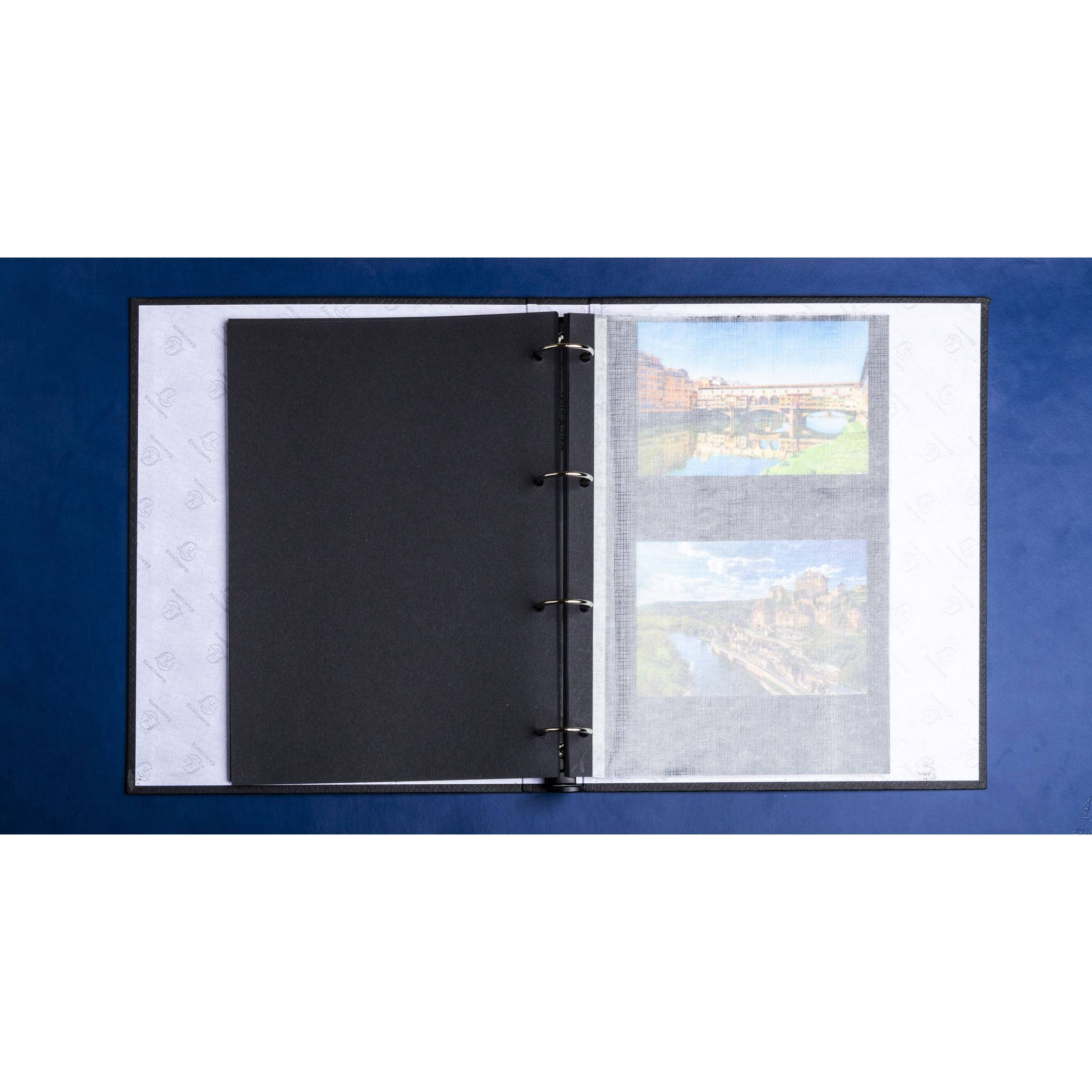 Exacompta Fotoalbum Ringmechanik 60 schwarze Seiten 32x26x4 cm Schwarz 17601E