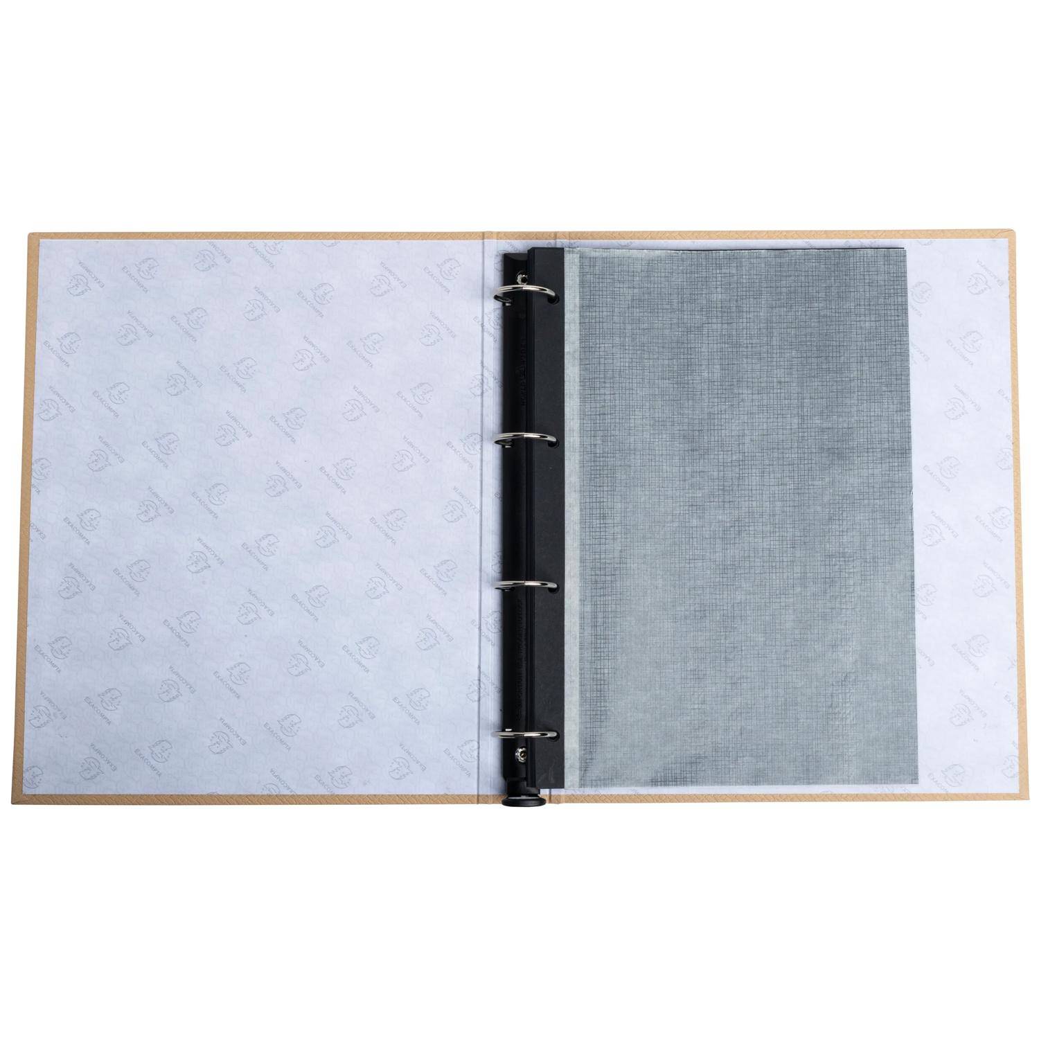 Exacompta Fotoalbum Ringmechanik 60 schwarze Seiten 32x26x4 cm Beige 17602E
