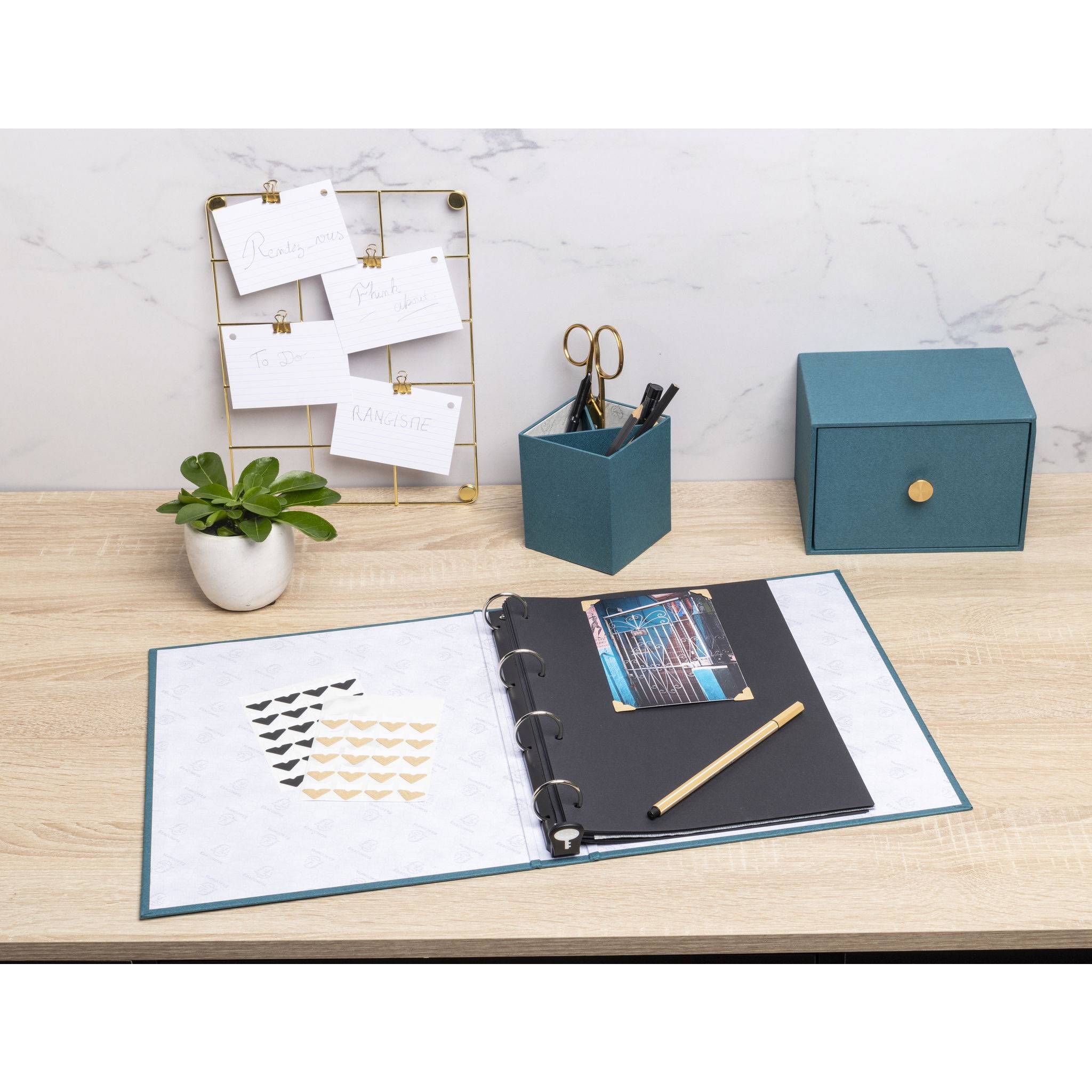 Exacompta Fotoalbum Ringmechanik 60 schwarze Seiten 32x26x4 cm canard 17603E