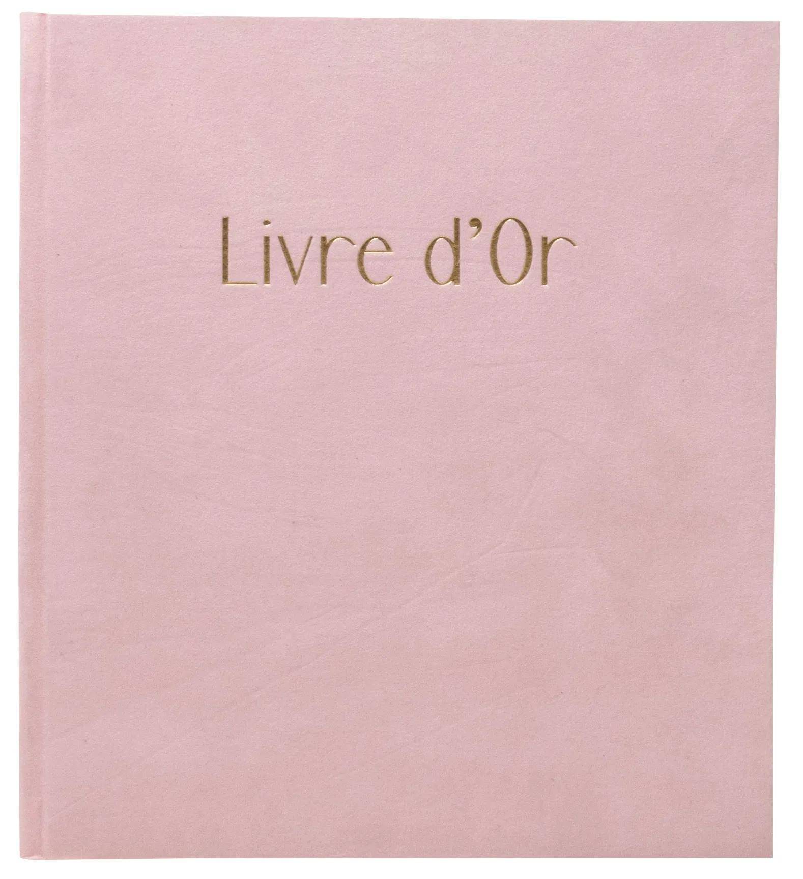 Ein rosa Buchcover mit den Worten „Livre d'Or