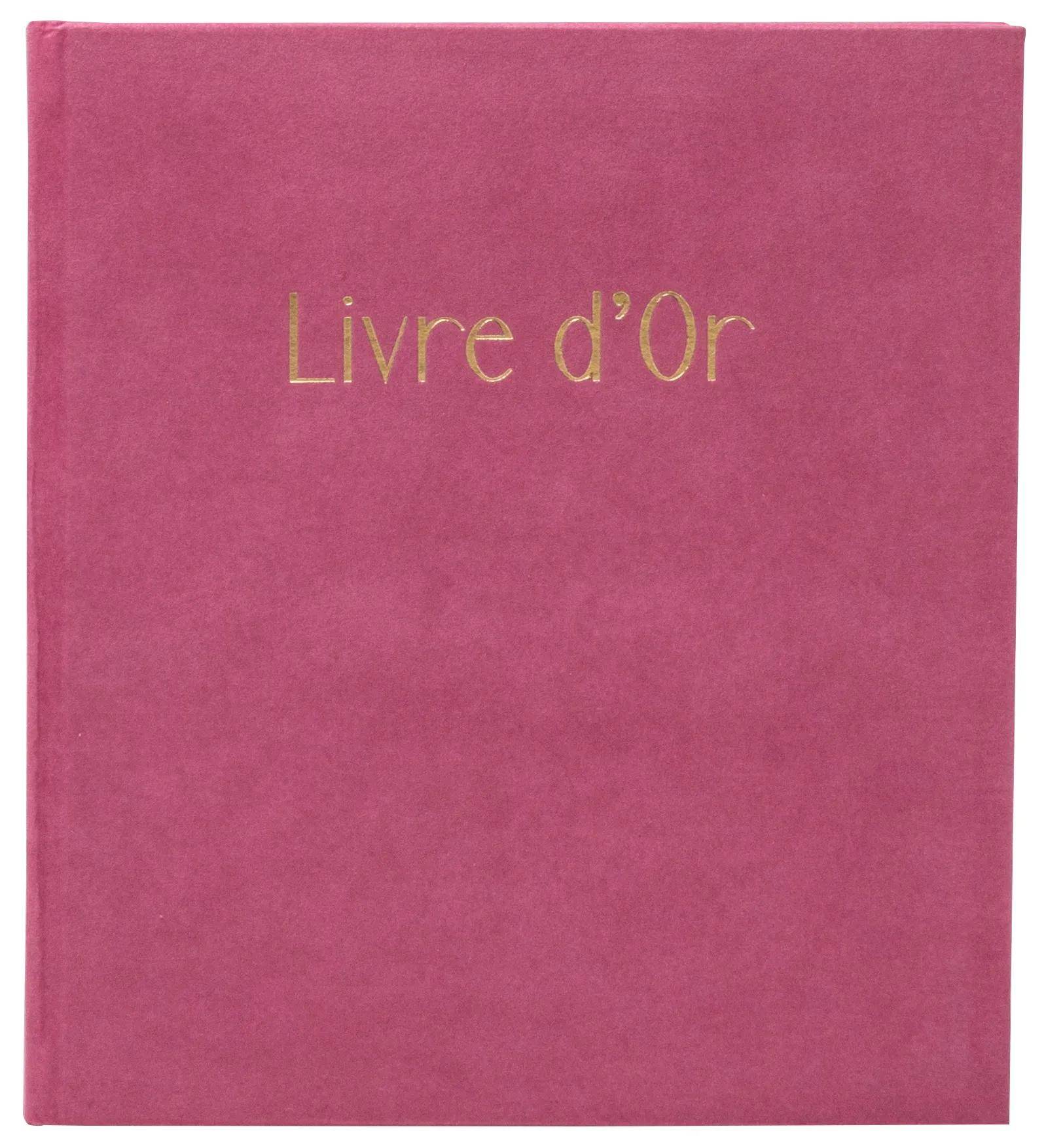 Ein roter Buchdeckel mit goldenem Text, auf dem „Livre d'Or