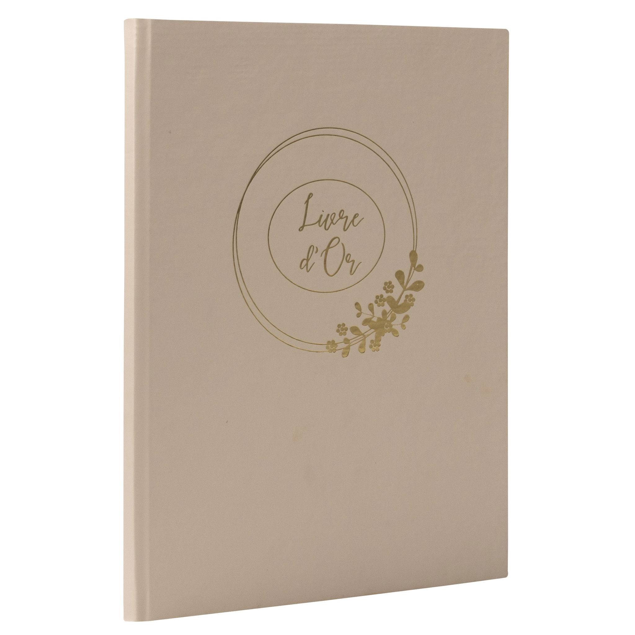 Exacompta Gästebuch, 100 Seiten, Goldschnitt, Ringflower - Latte - 47633E
