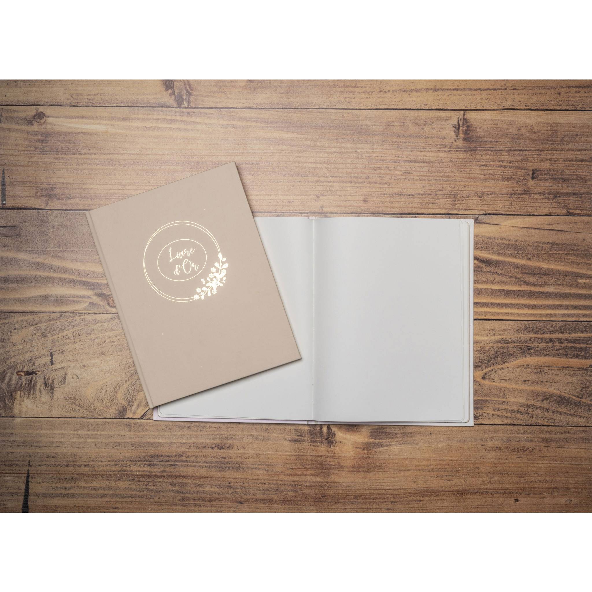 Exacompta Gästebuch, 100 Seiten, Goldschnitt, Ringflower - Latte - 47633E