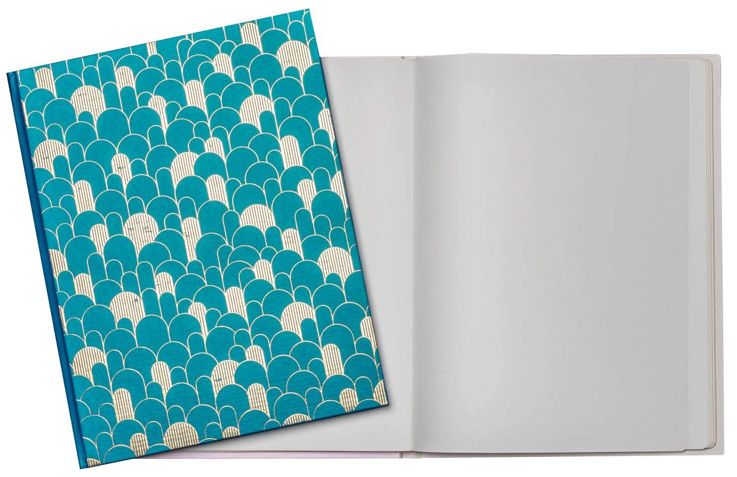 Exacompta Gästebuch, 100 Seiten, Goldschnitt, Néo Déco - Bleu de France - 47986E