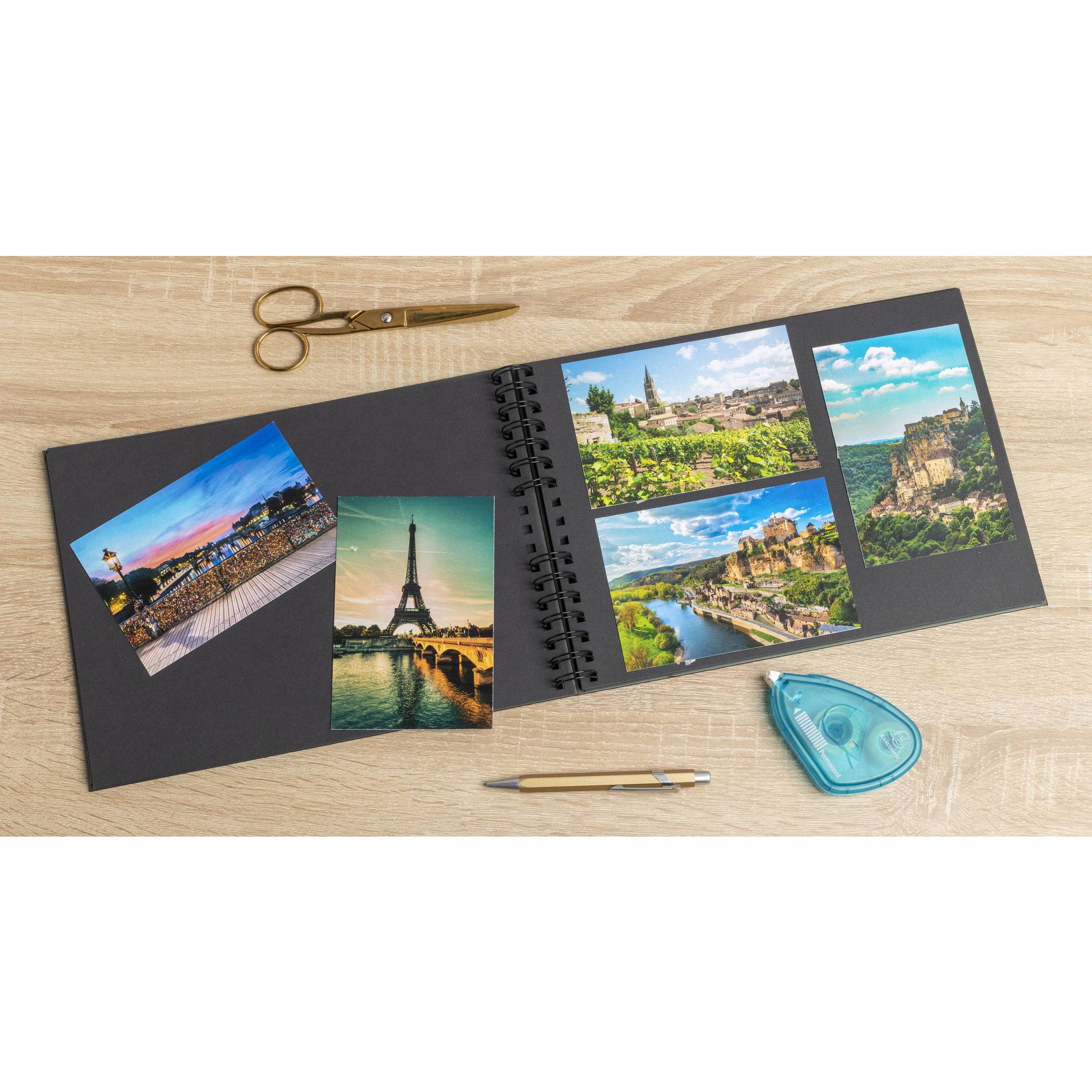 Exacompta Fotoalbum + Spiralbindung 50 schwarze Seiten Néo Déco Schwarz 16295E