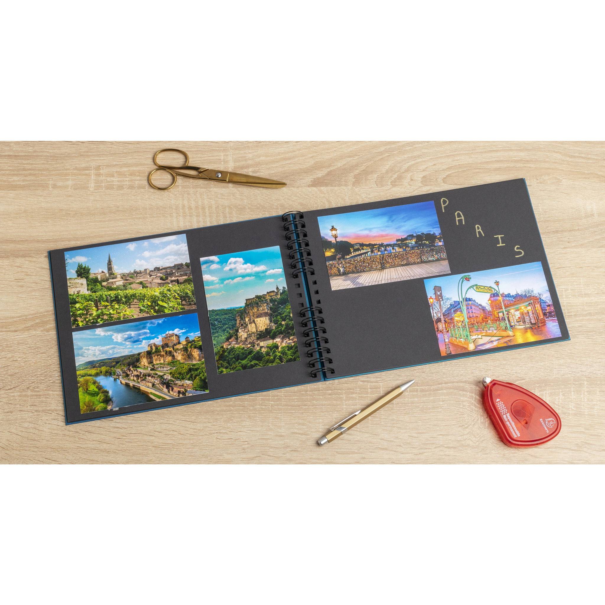 Exacompta Fotoalbum Spiralbindung 50 schwarze Seiten Bleu16296E