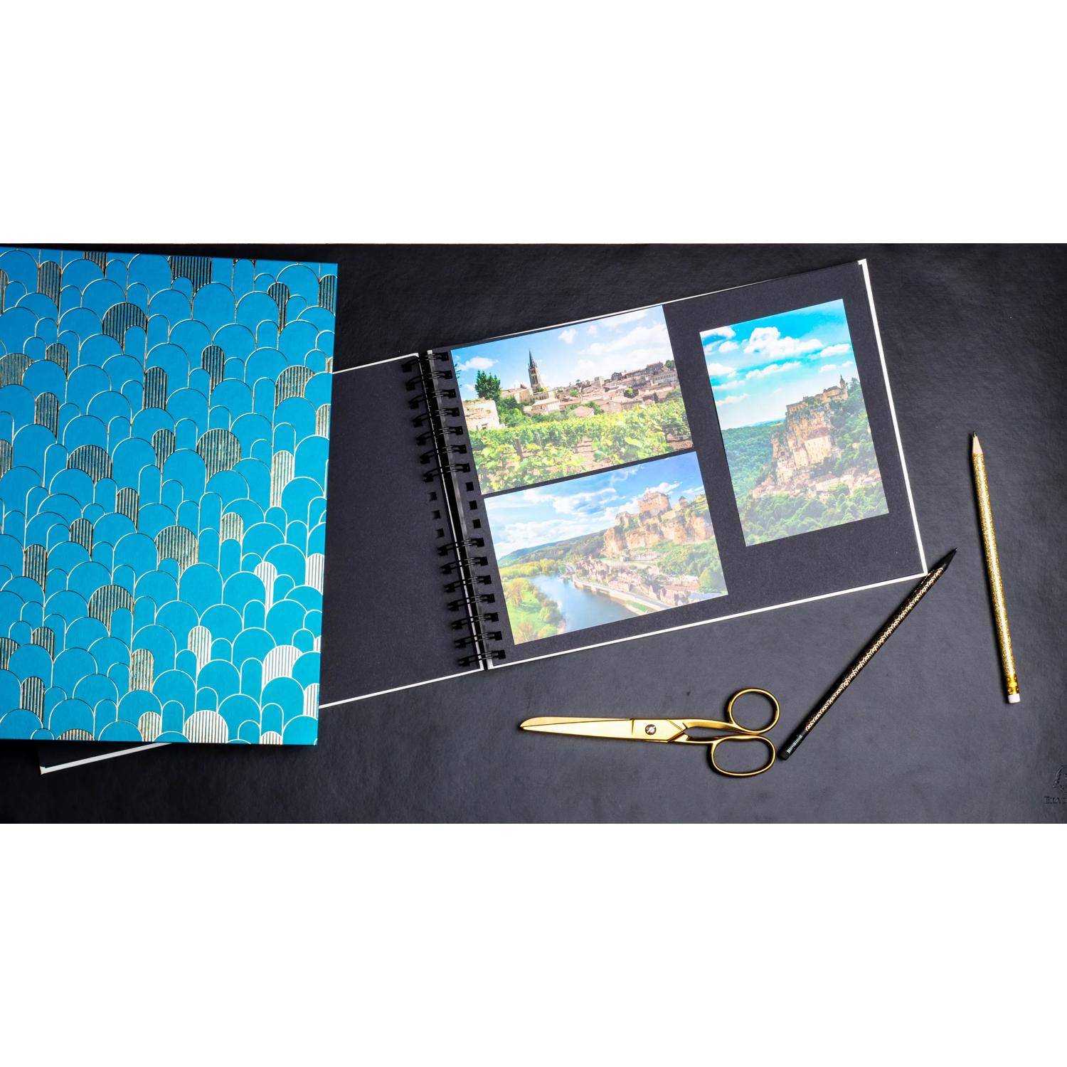 Exacompta Fotoalbum + Spiralbindung, 50 schwarze Seiten, Néo Déco, Weiß, 16297E