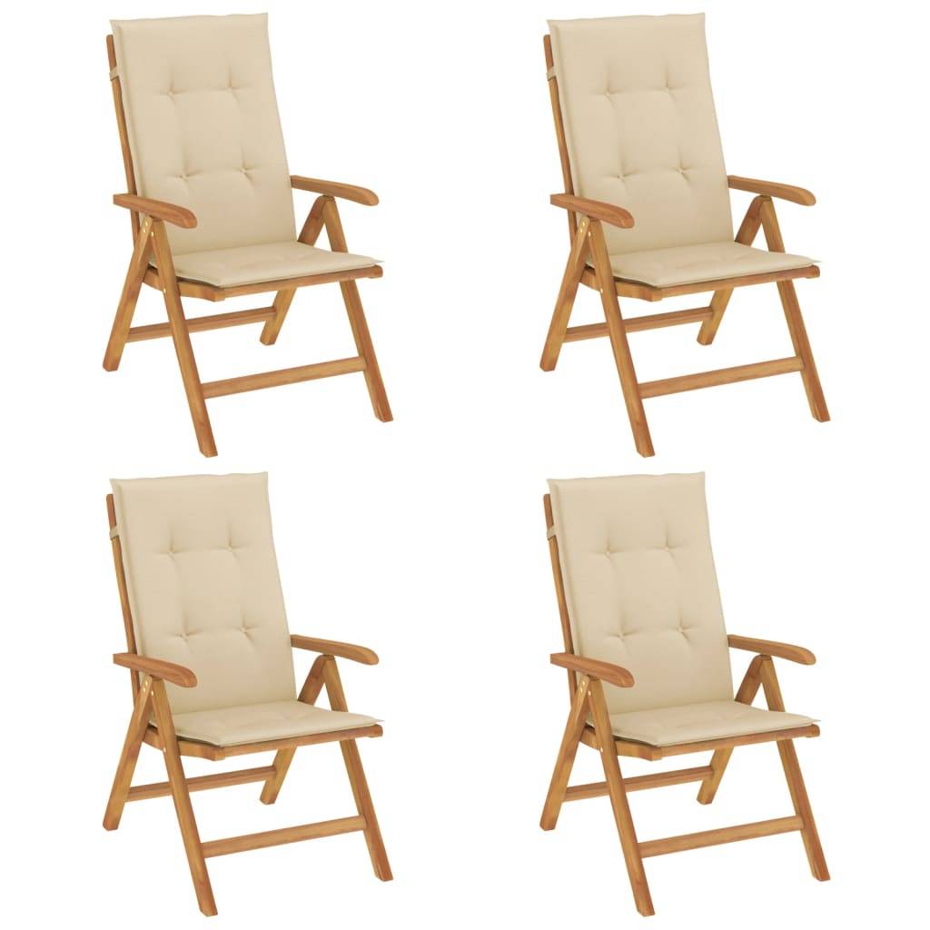 vidaXL Gartenstühle mit Kissen 4 Stk. Massivholz Teak