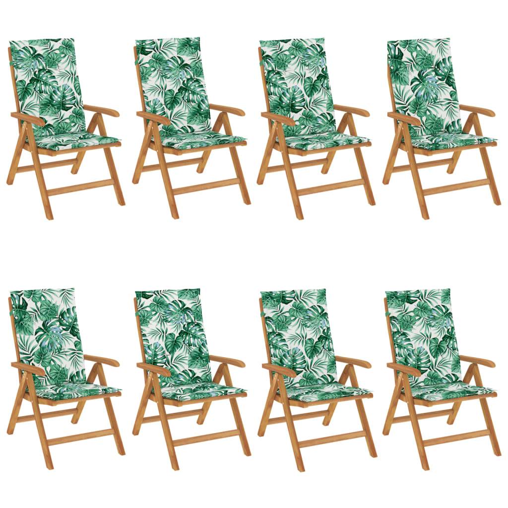 vidaXL Gartenstühle mit Auflagen 8 Stk. Massivholz Teak