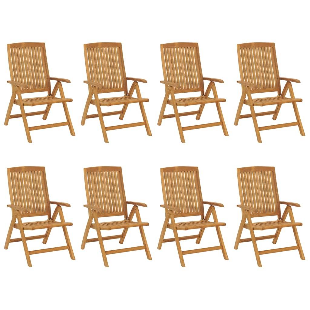 vidaXL Gartenstühle mit Auflagen 8 Stk. Massivholz Teak