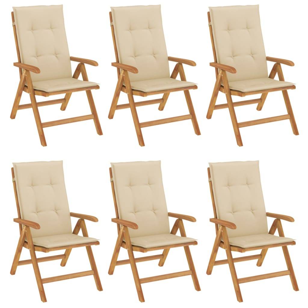 vidaXL Gartenstühle mit Kissen 6 Stk. Massivholz Teak