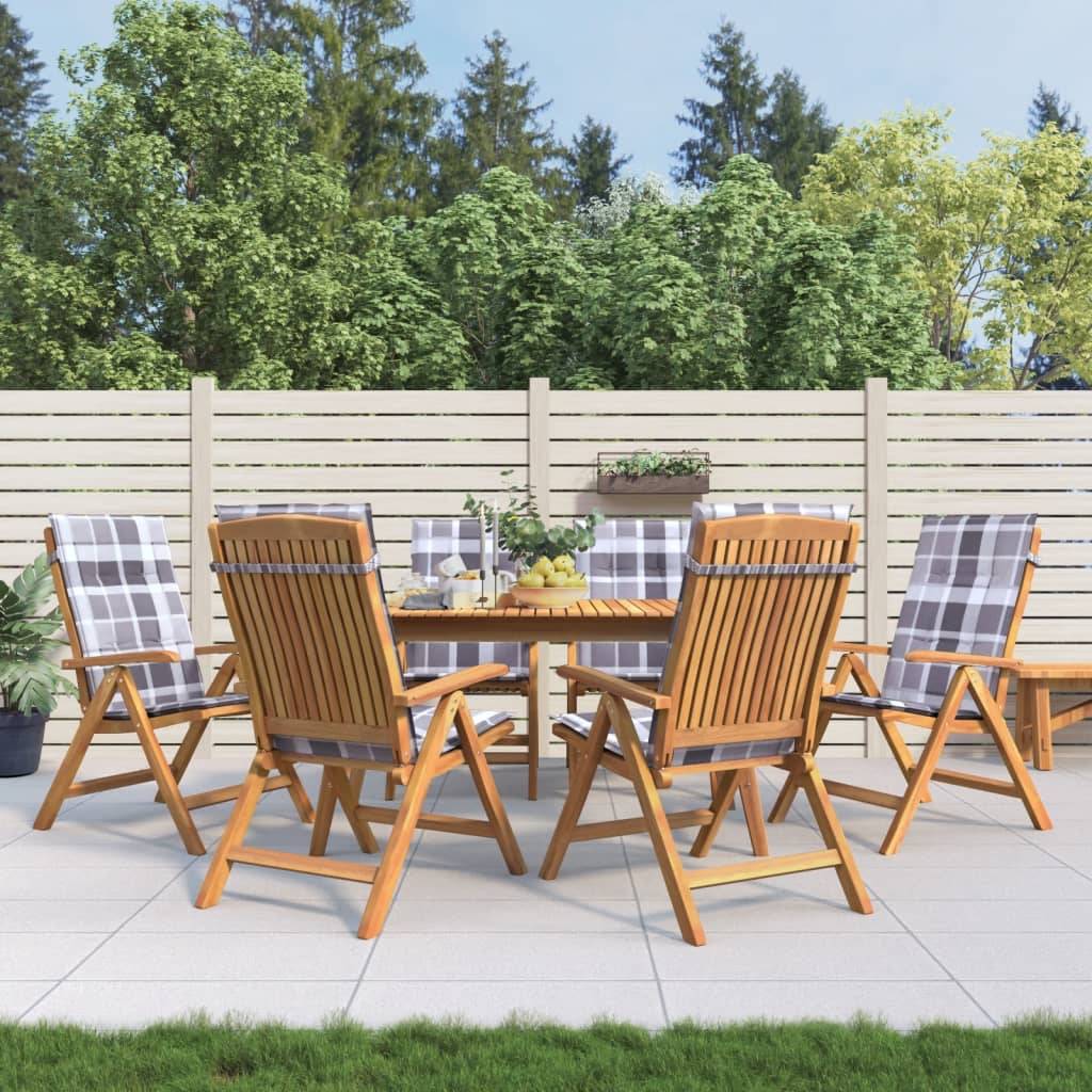 vidaXL Gartenstühle mit Kissen 6 Stk. Massivholz Teak