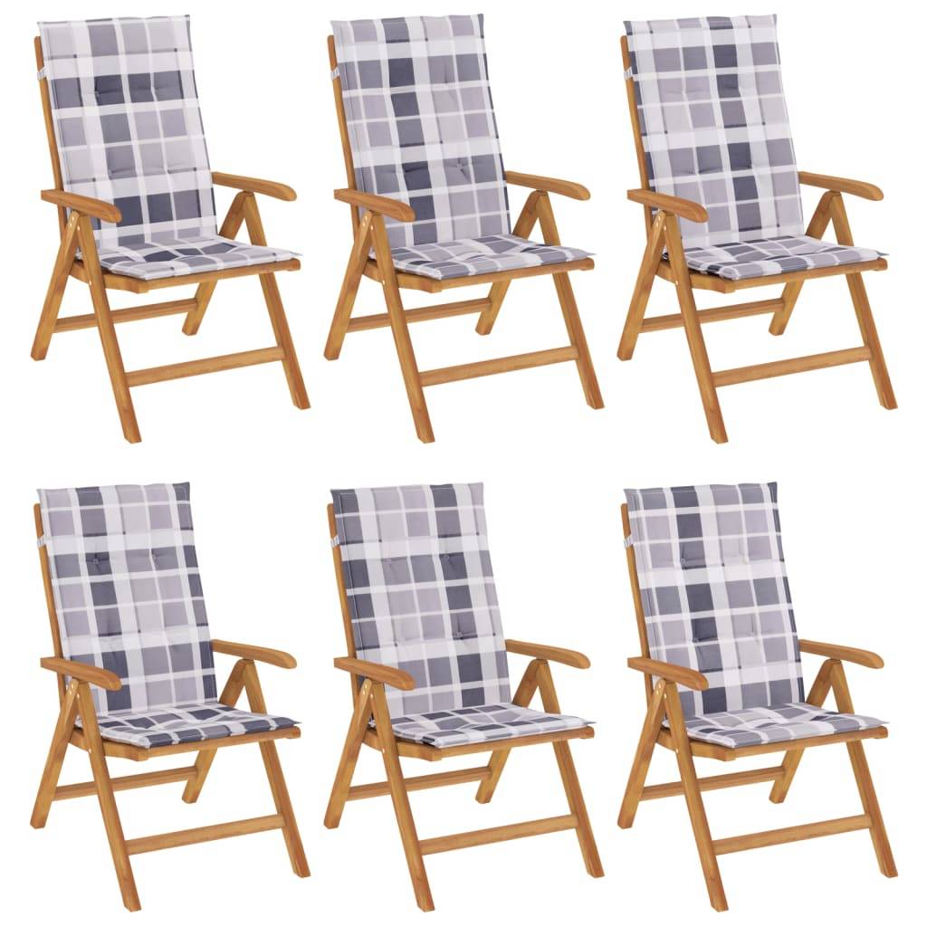 vidaXL Gartenstühle mit Kissen 6 Stk. Massivholz Teak