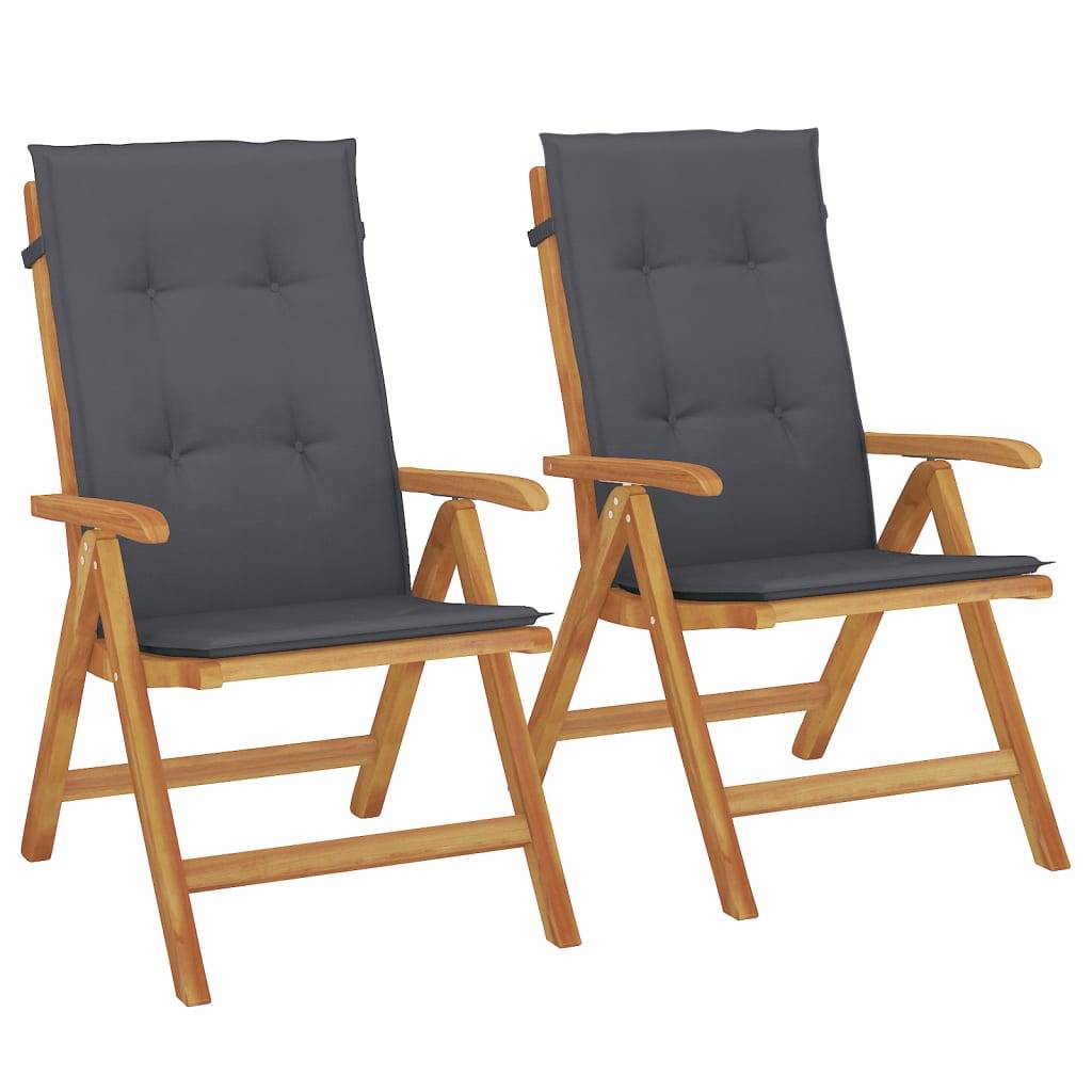 vidaXL Gartenstühle mit Kissen 2 Stk. Massivholz Teak