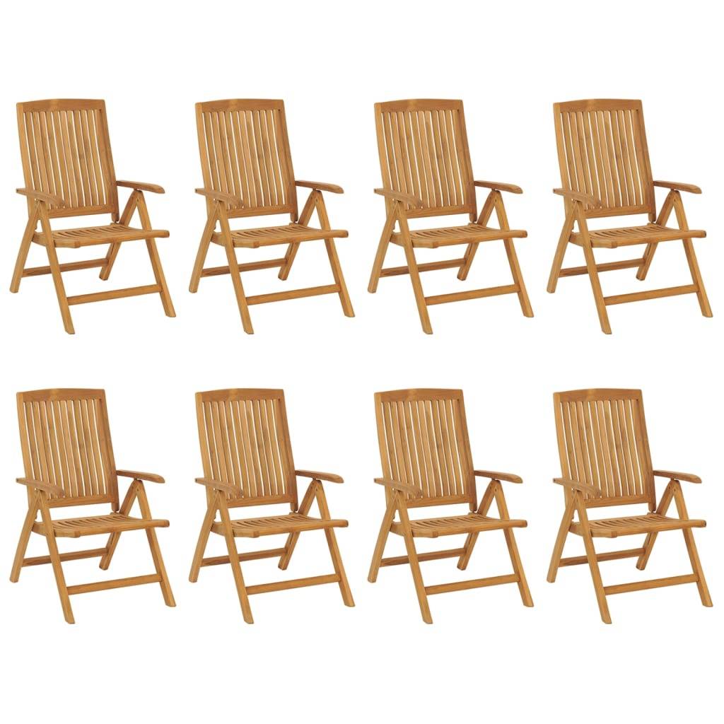 vidaXL Gartenstühle mit Auflagen 8 Stk. Massivholz Teak
