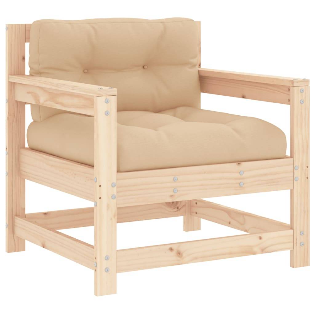 vidaXL Gartenstühle mit Kissen 2 Stk. Massivholz Kiefer