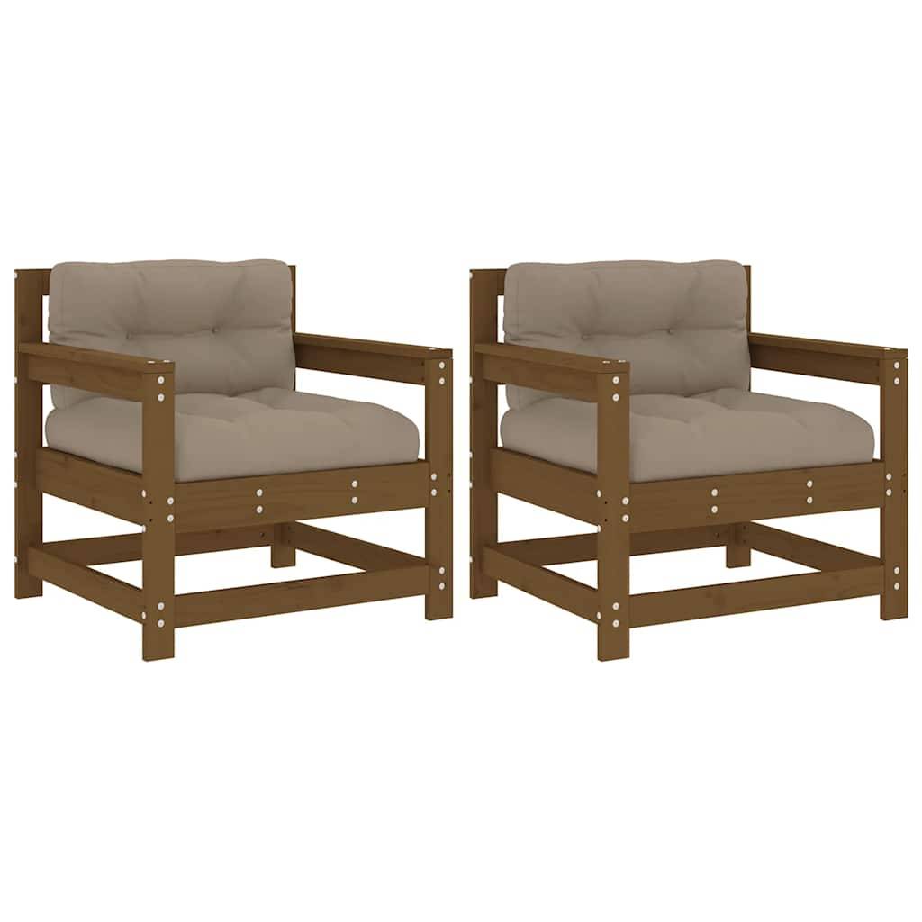 vidaXL Gartenstühle mit Kissen 2 Stk. Honigbraun Massivholz Kiefer