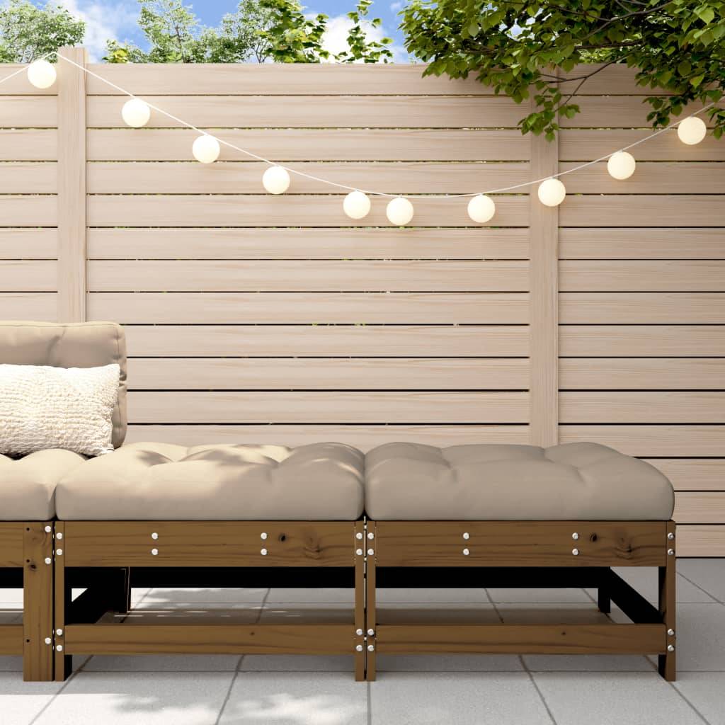 vidaXL Gartenhocker mit Kissen 2 Stk. Honigbraun Massivholz Kiefer