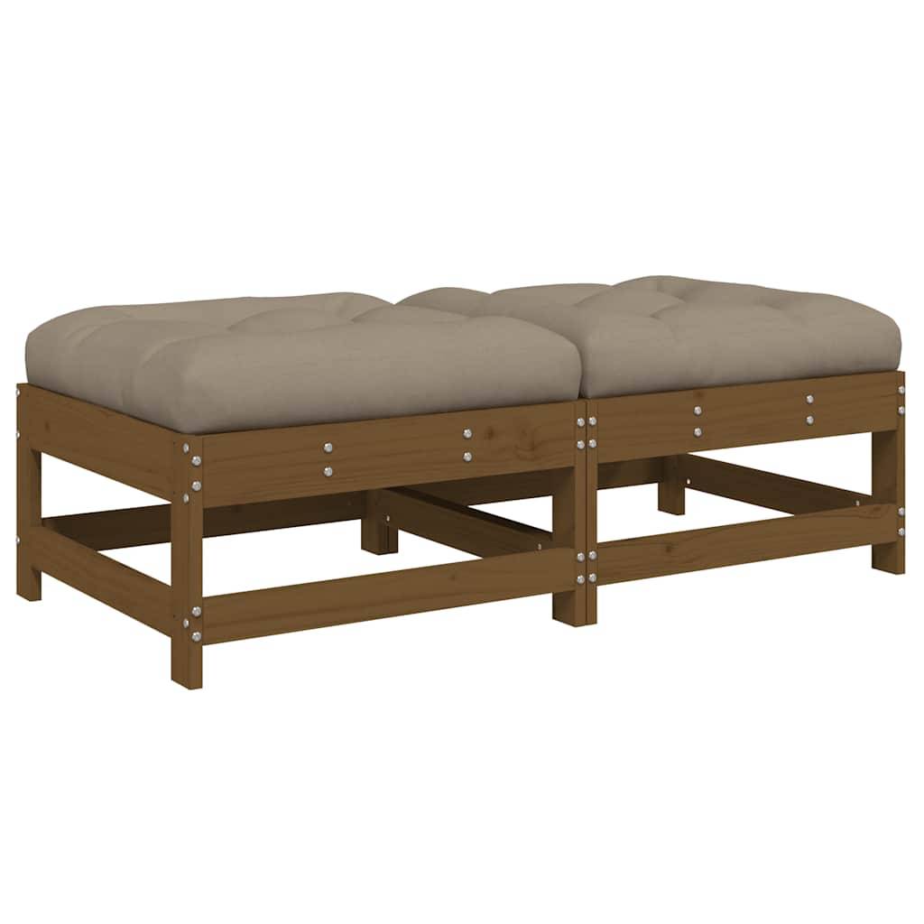 vidaXL Gartenhocker mit Kissen 2 Stk. Honigbraun Massivholz Kiefer