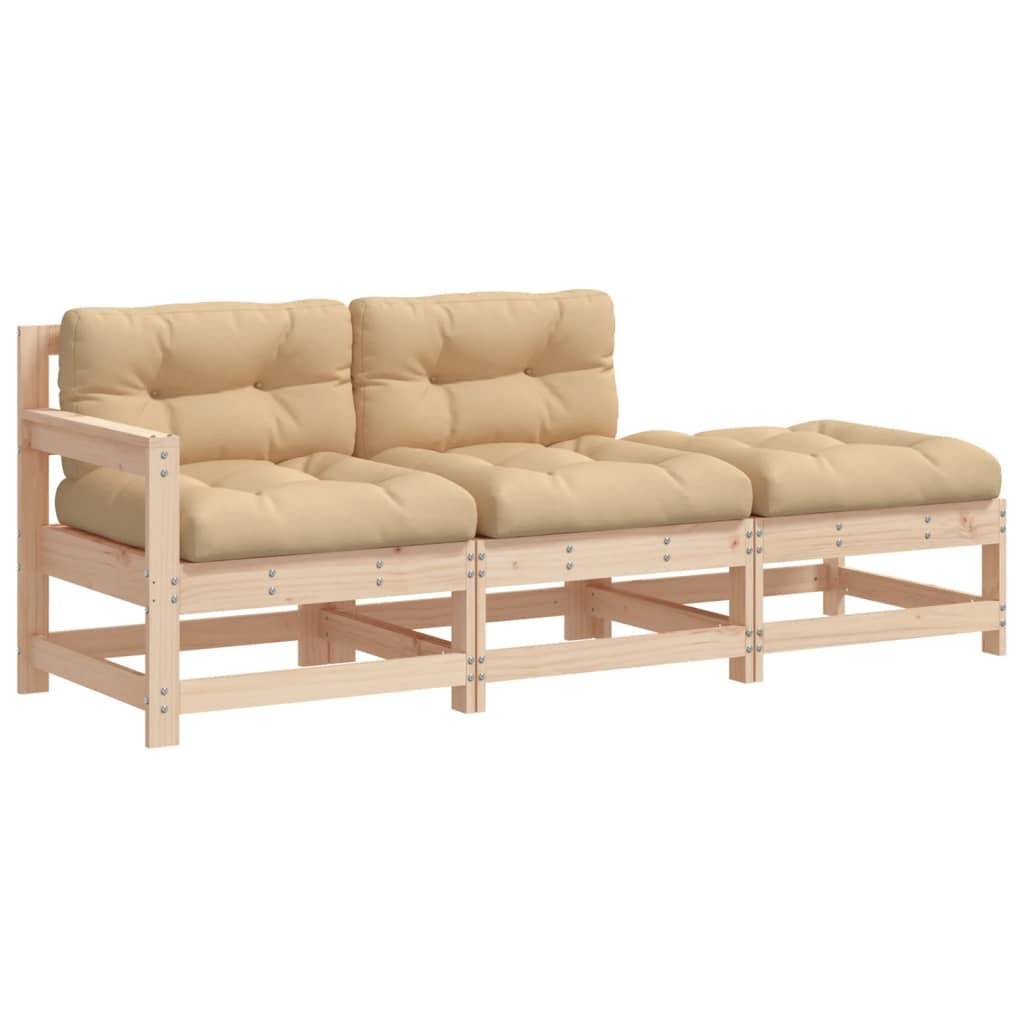 vidaXL 3-tlg. Garten-Lounge-Set mit Kissen Massivholz