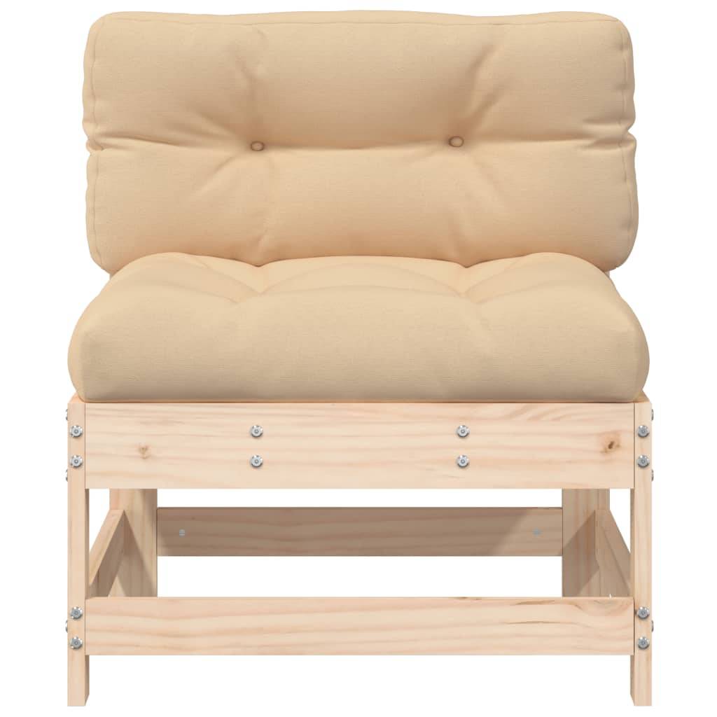 vidaXL Mittelsofa mit Kissen Massivholz Kiefer