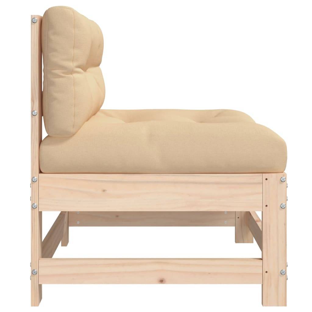vidaXL Mittelsofa mit Kissen Massivholz Kiefer