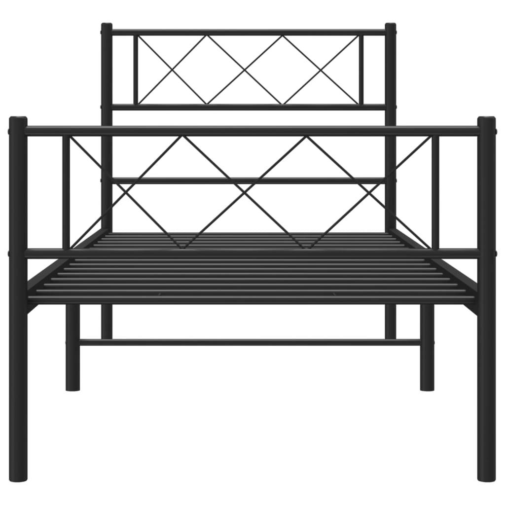 vidaXL Bettgestell mit Kopf- und Fußteil Metall Schwarz 90x200 cm