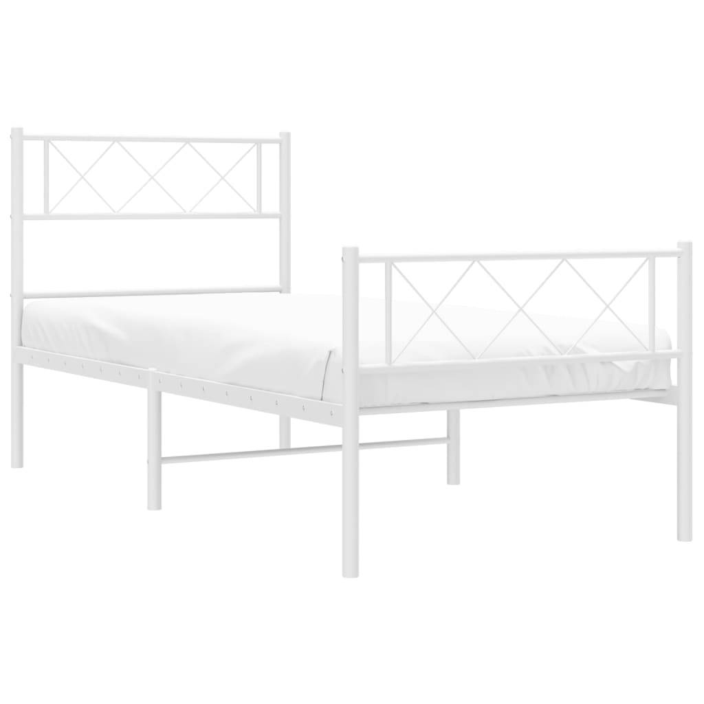 vidaXL Bettgestell mit Kopf- und Fußteil Metall Weiß 107x203 cm