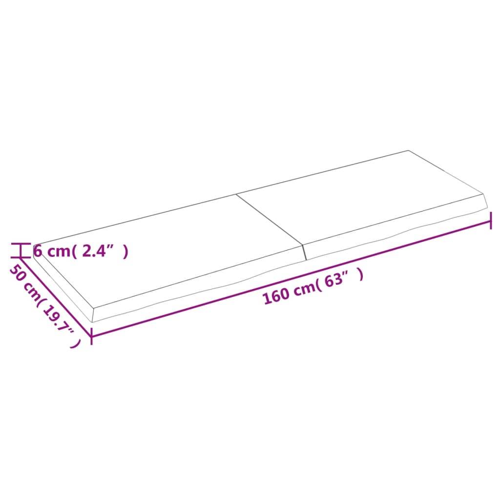 vidaXL Tischplatte Dunkelbraun 160x50x(2-6)cm Massivholz Eiche