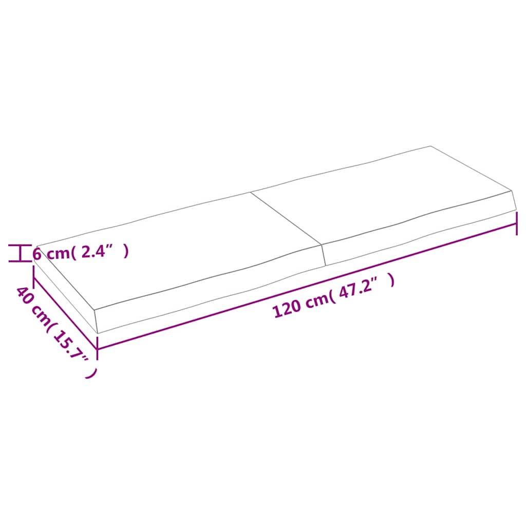 vidaXL Tischplatte 120x40x(2-6) cm Massivholz Behandelt Baumkante