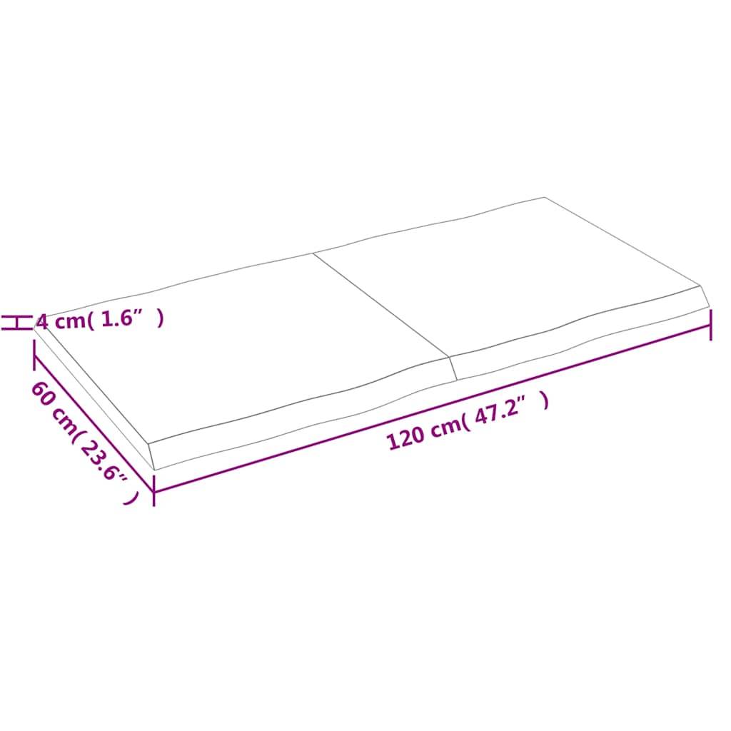 vidaXL Tischplatte 120x60x(2-4) cm Massivholz Behandelt Baumkante