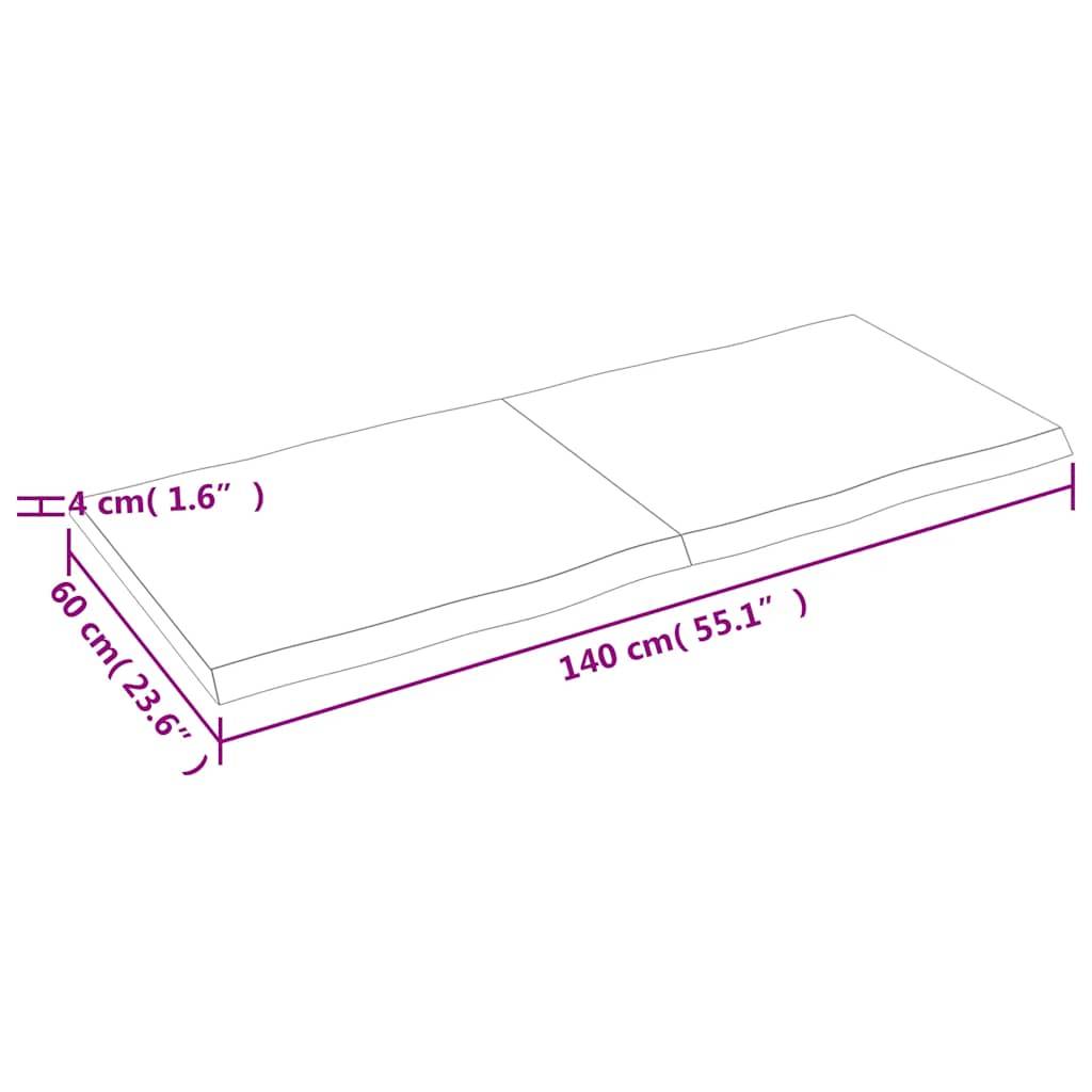 vidaXL Tischplatte 140x60x(2-4) cm Massivholz Behandelt Baumkante
