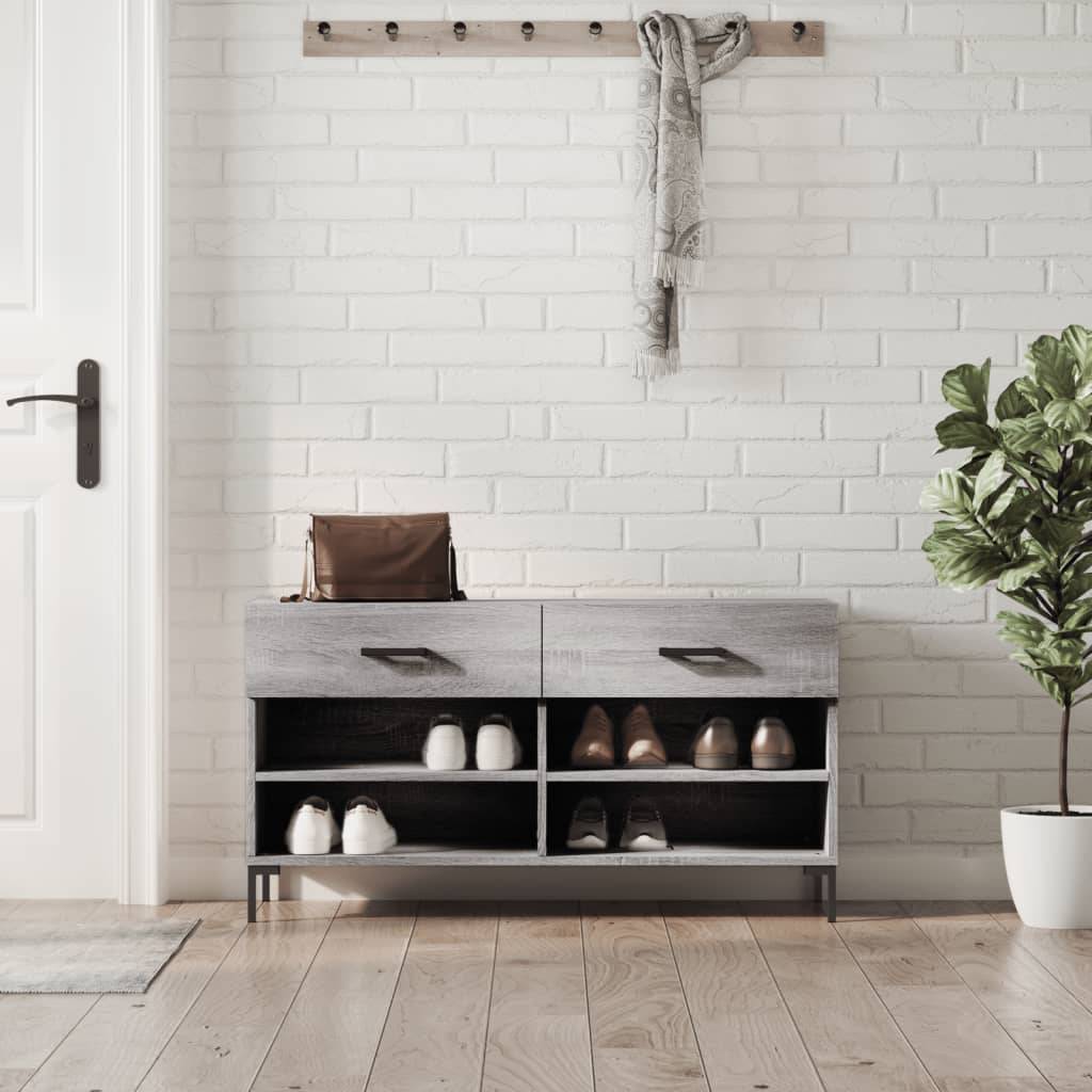 vidaXL Schuhbank Grau Sonoma 102x35x55 cm Holzwerkstoff