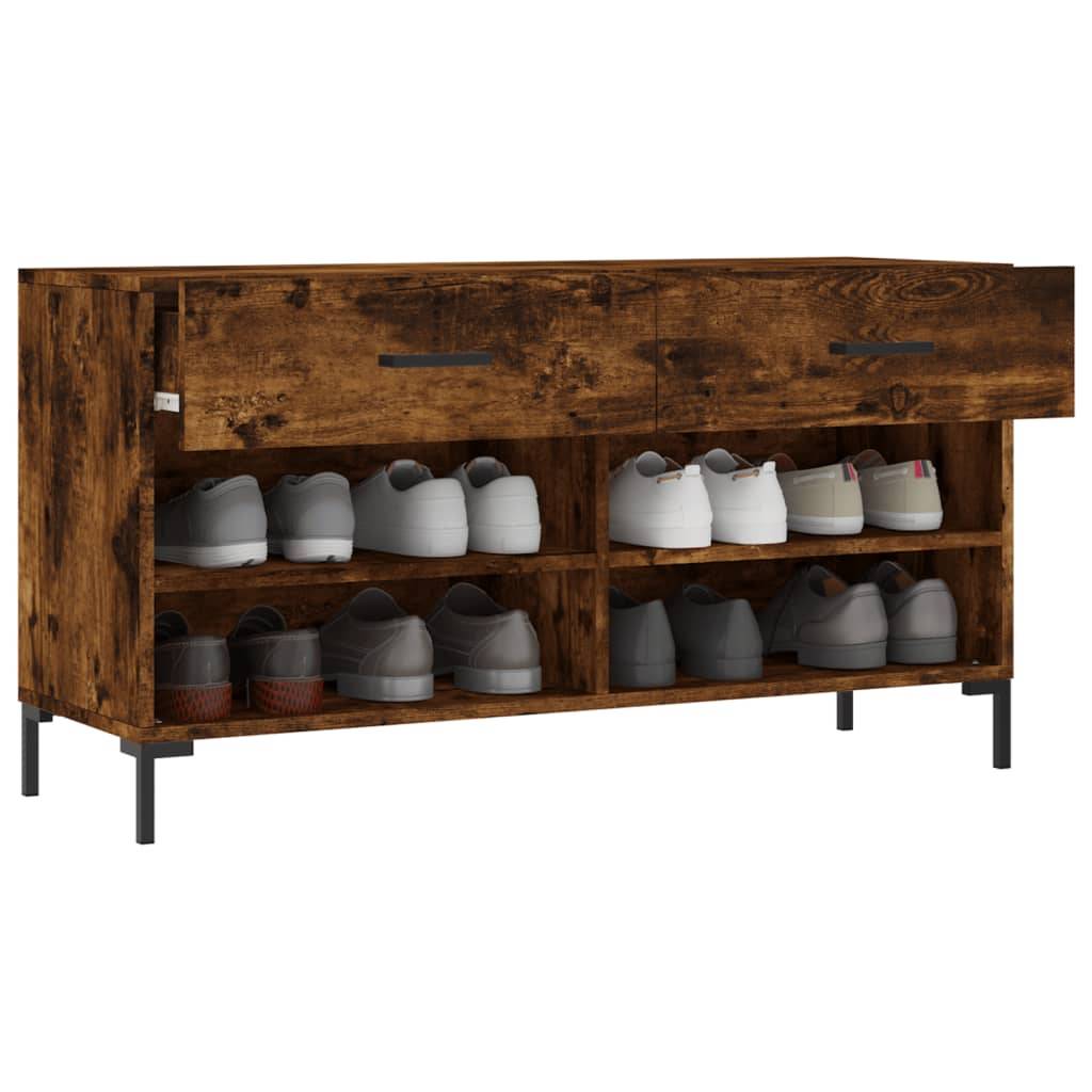 vidaXL Schuhbank Räuchereiche 102x35x55 cm Holzwerkstoff