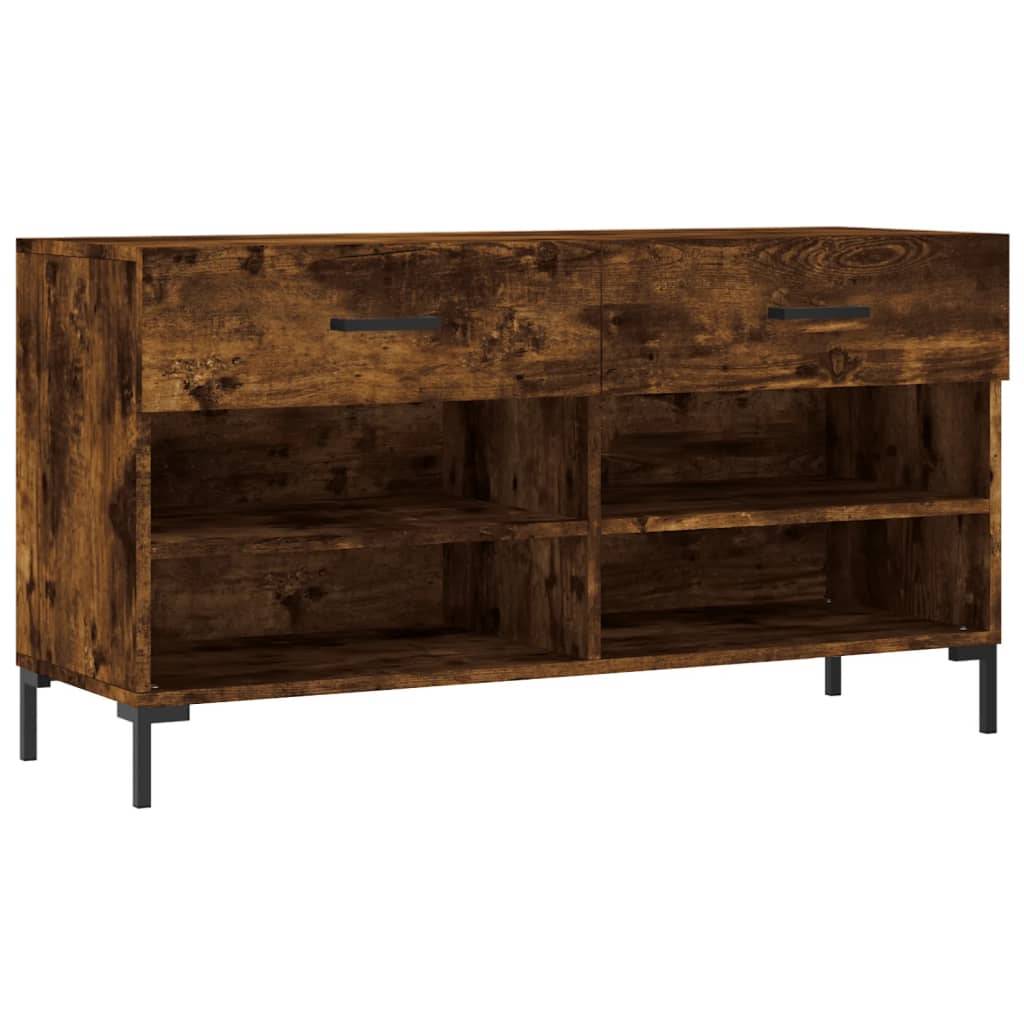vidaXL Schuhbank Räuchereiche 102x35x55 cm Holzwerkstoff