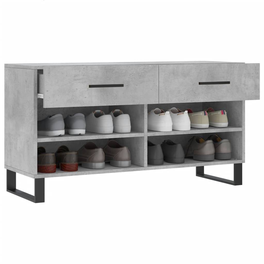 vidaXL Schuhbank Betongrau 102x35x55 cm Holzwerkstoff
