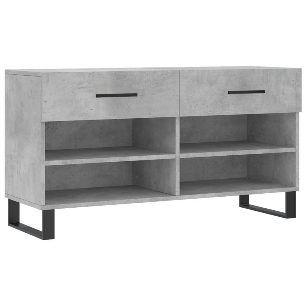 vidaXL Schuhbank Betongrau 102x35x55 cm Holzwerkstoff