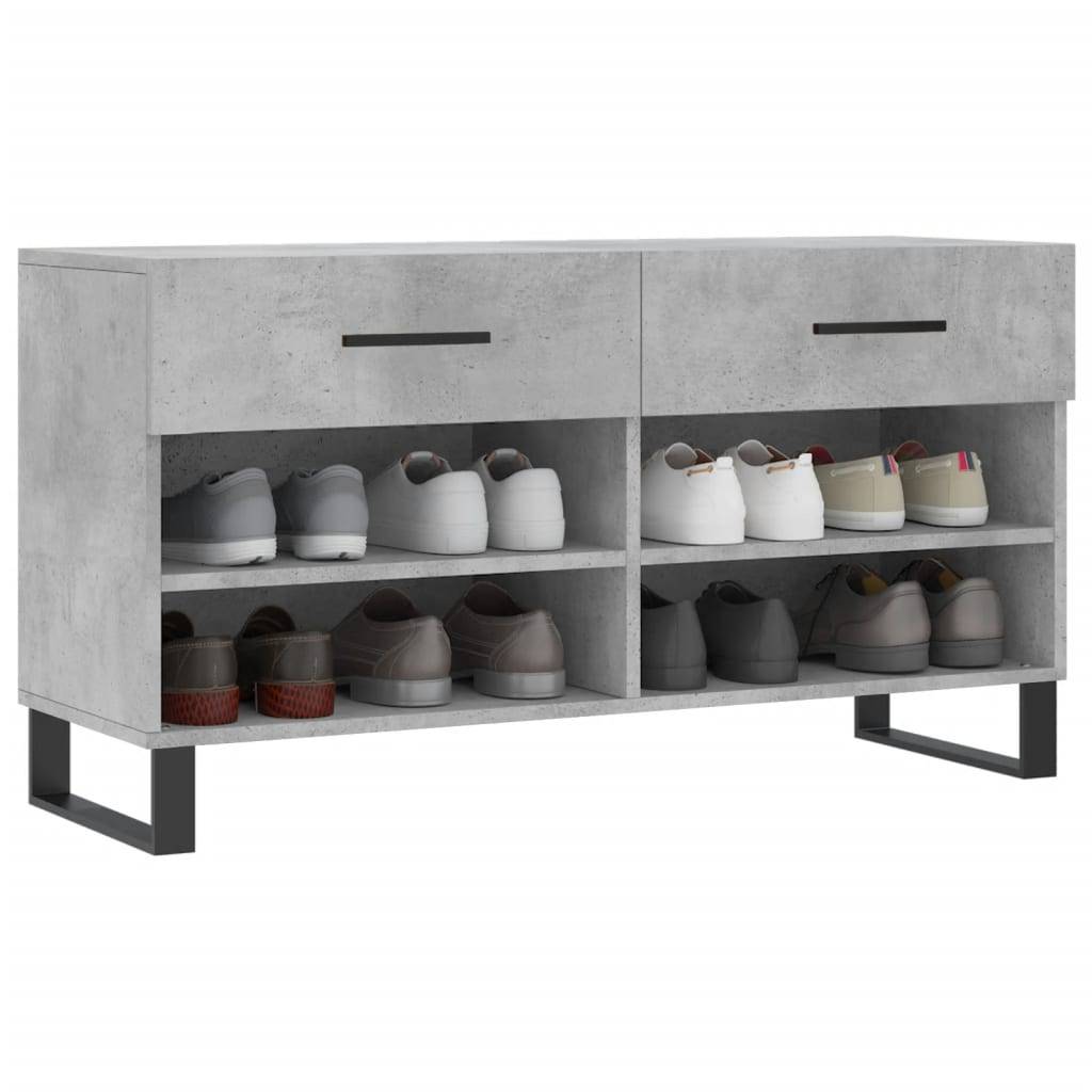 vidaXL Schuhbank Betongrau 102x35x55 cm Holzwerkstoff