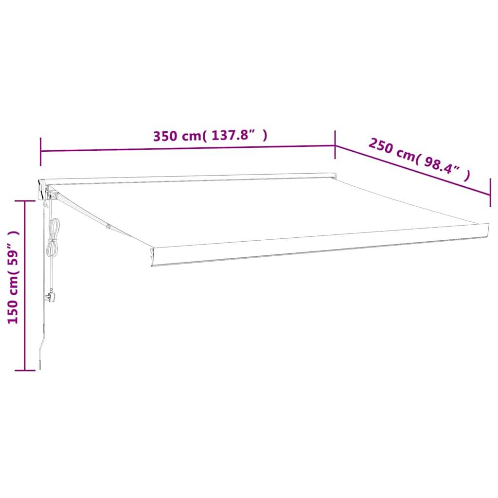 vidaXL Markise Einziehbar Orange und Braun 3,5x2,5 m Stoff & Aluminium