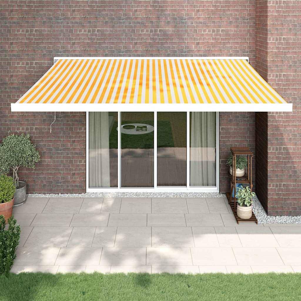 vidaXL Markise Einziehbar Gelb und Weiß 4,5x3 m Stoff und Aluminium